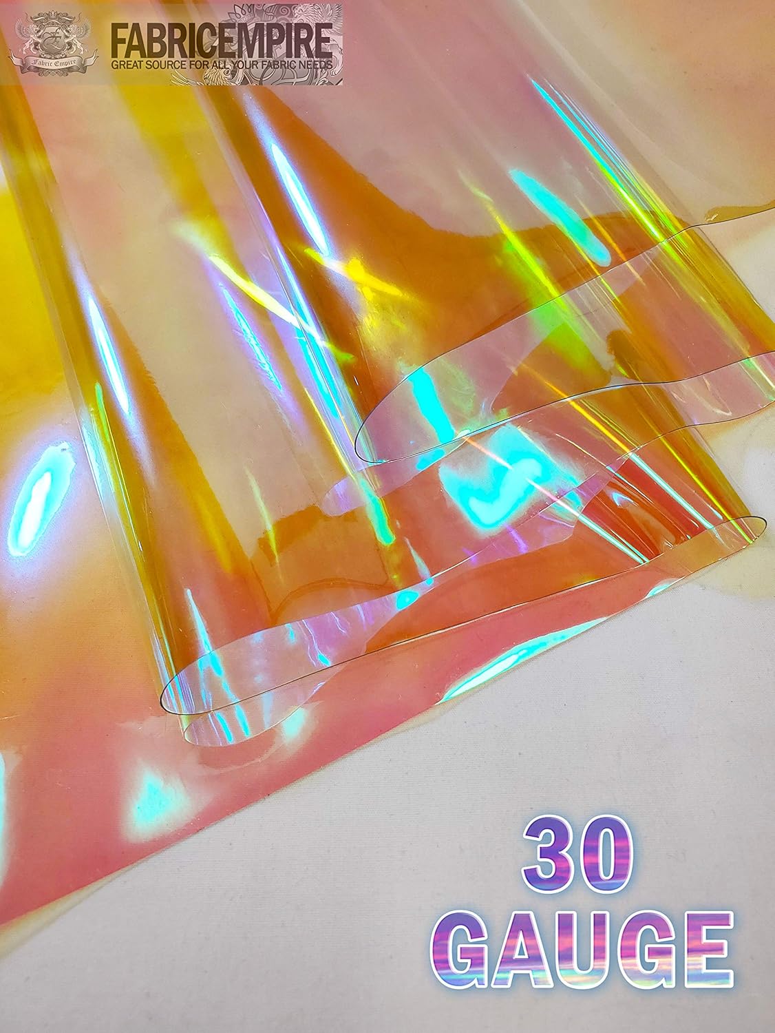 The Yard – Tela de vinilo de plástico iridiscente transparente holográfica de 54 pulgadas de ancho (calibre 30, rosa)