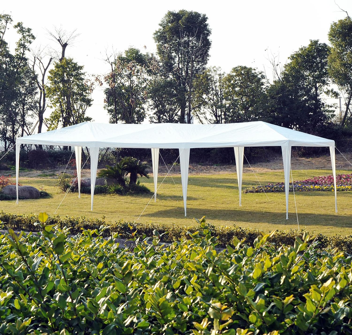 Outsunny Tienda de campaña con toldo para cenador con paredes laterales extraíbles, 10 x 30 pies, color blanco
