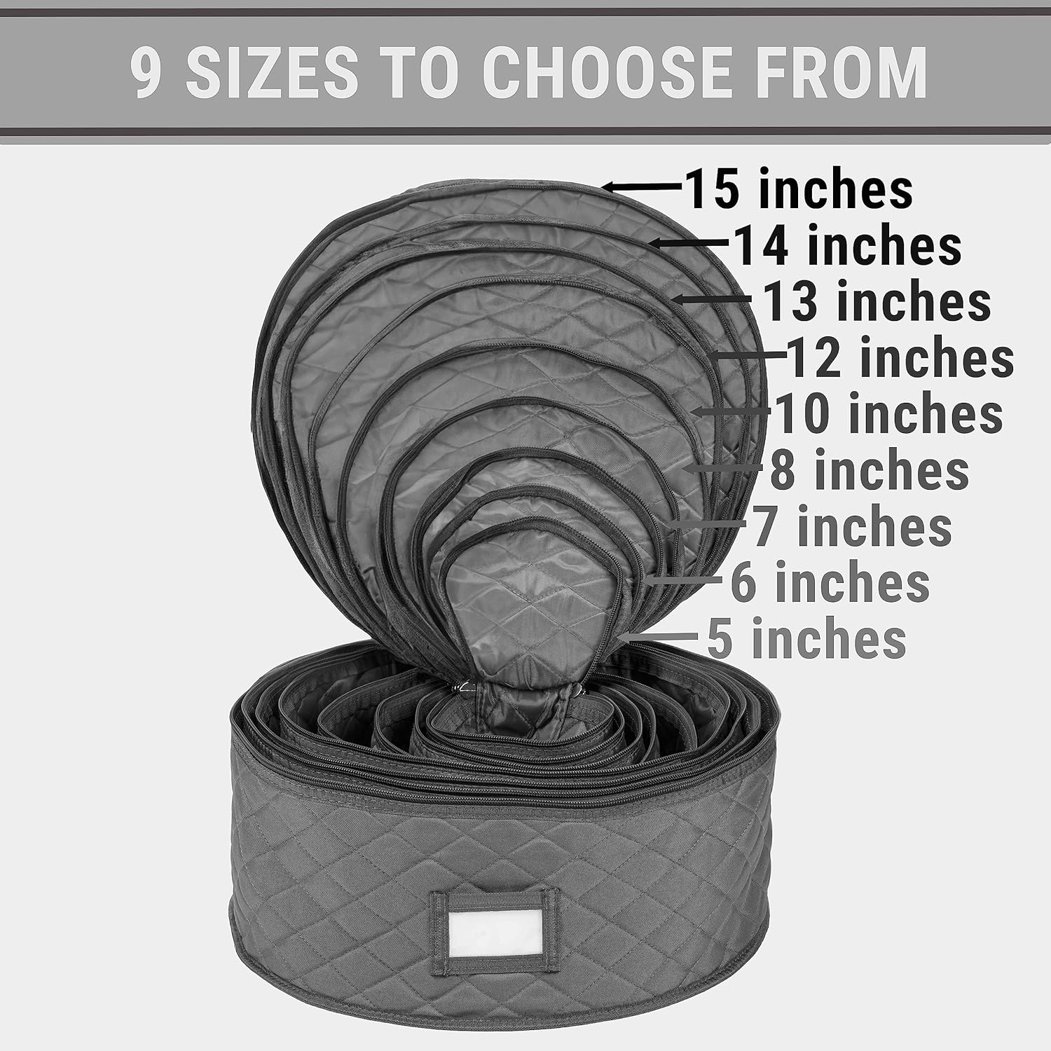 Contenedor de almacenamiento de porcelana para plato grande  14 pulgadas de ancho x 7 pulgadas de alto  Incluye 12 separadores de fieltro. Apilable