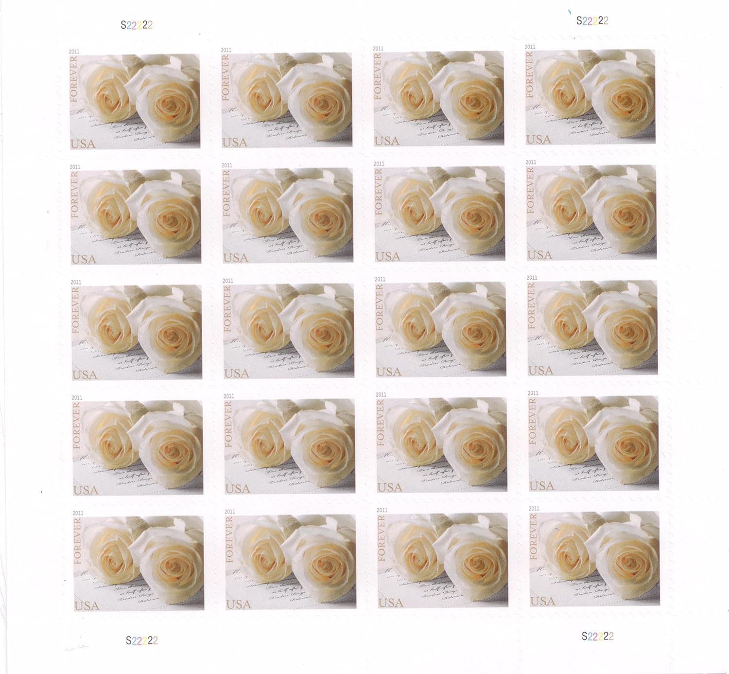 Hojas de rosas para boda USPS Forever Stamps