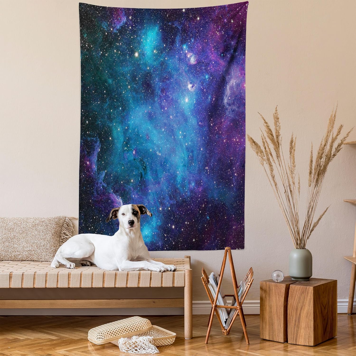 Ambesonne Tapiz del espacio exterior, estrellas galaxias en el espacio, planetas astronómicos celestiales en el universo, Vía Láctea, decoración de