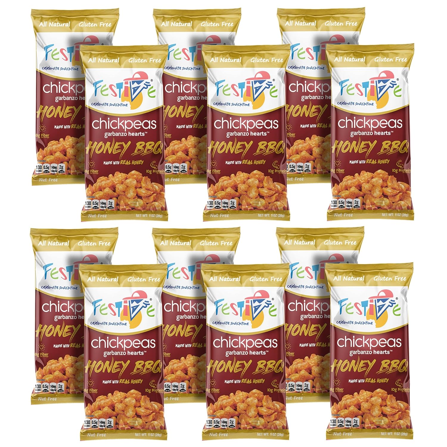 Feel Festive – 12 unidades de frijoles garbanzos de garbanzo con miel, crujientes y equilibrados, sin macro nueces, paquete múltiple – Sin OMG