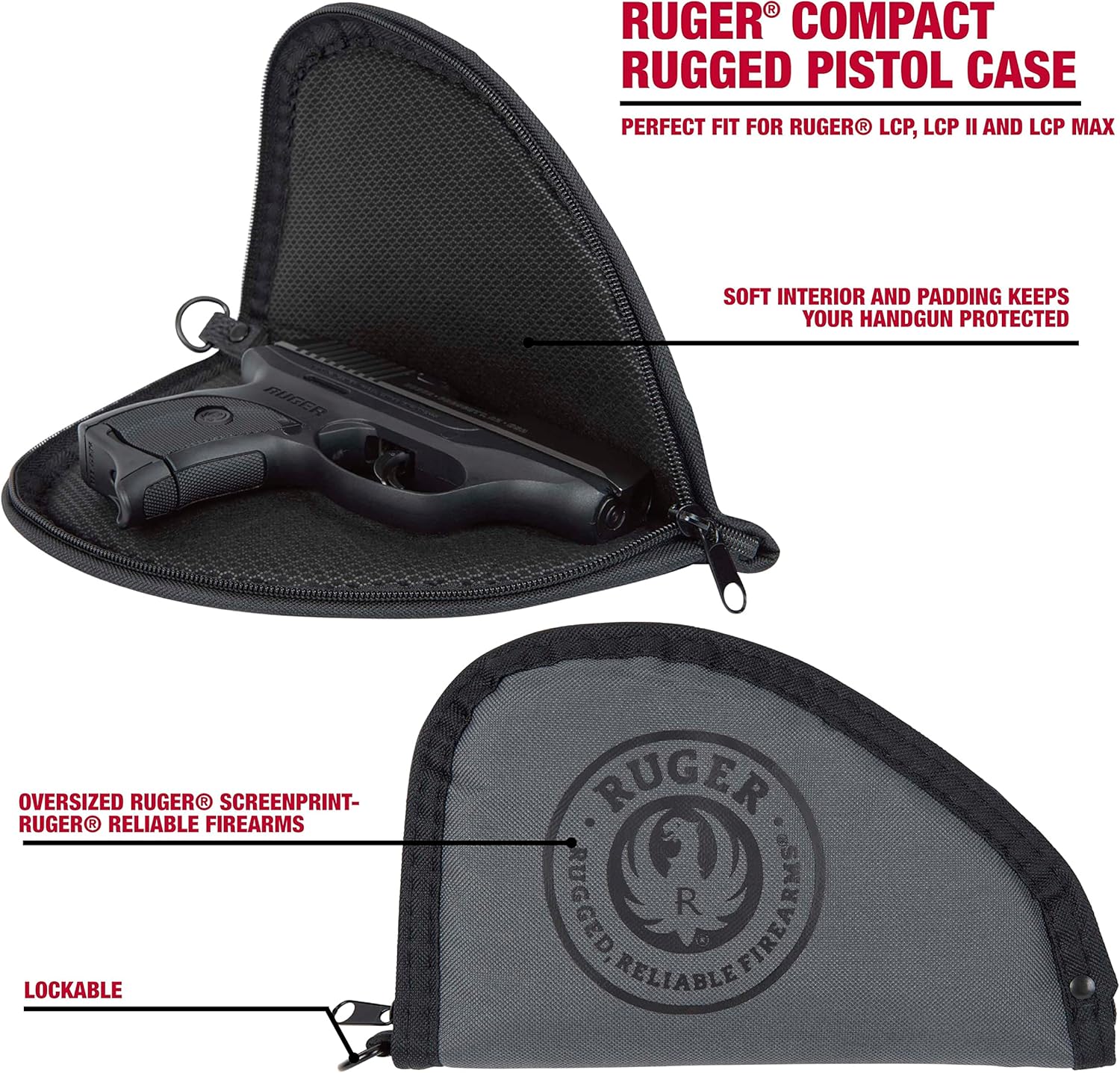 Ruger Estuche compacto para pistola de 8 pulgadas, color gris