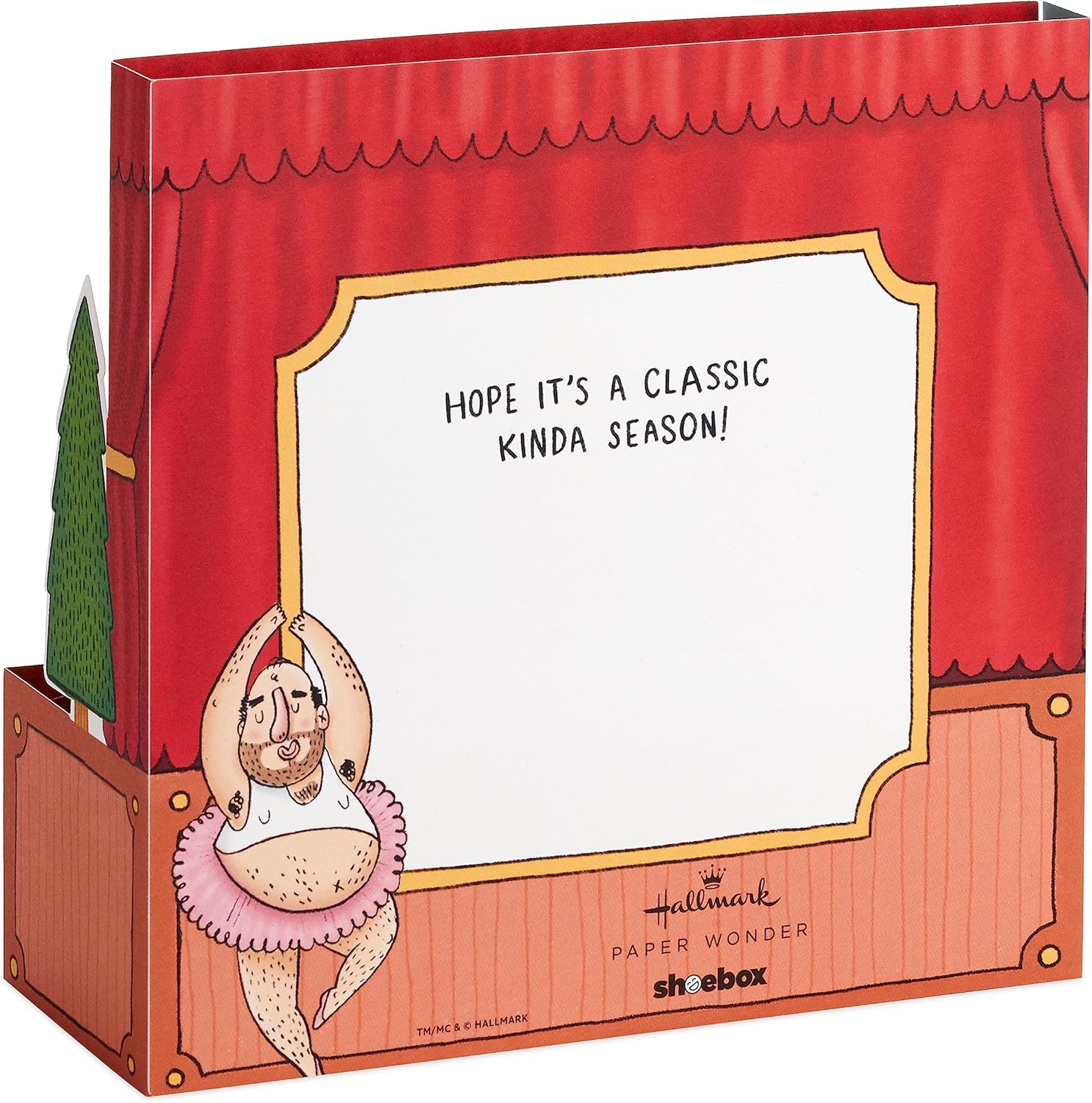 Hallmark Paper Wonder Shoebox – Tarjeta de Navidad divertida desplegable (Butt Cracker)