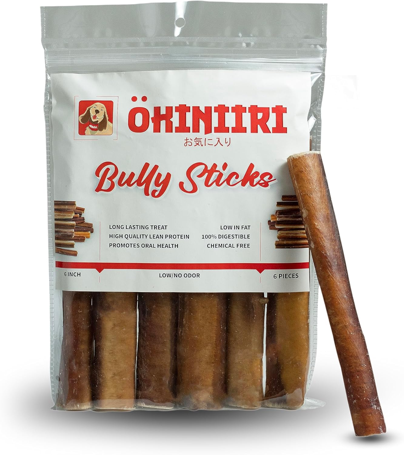 Bully Sticks para perros, 6 pulgadas Premium Best Bully Sticks., 100% masticables de carne de res, alimentados con pasto, granos y sin cuero crudo.