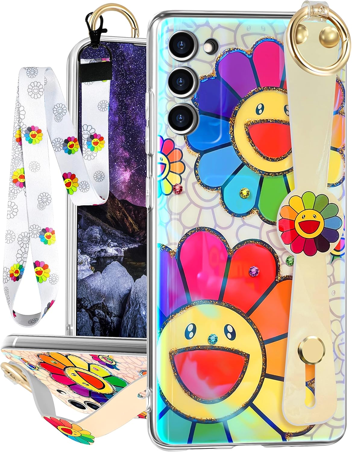 Trendy Fun – Funda para Samsung Galaxy S20 FE con correa para la muñeca para niñas y mujeres, diseño de cordón con diseño divertido Kawaii estético