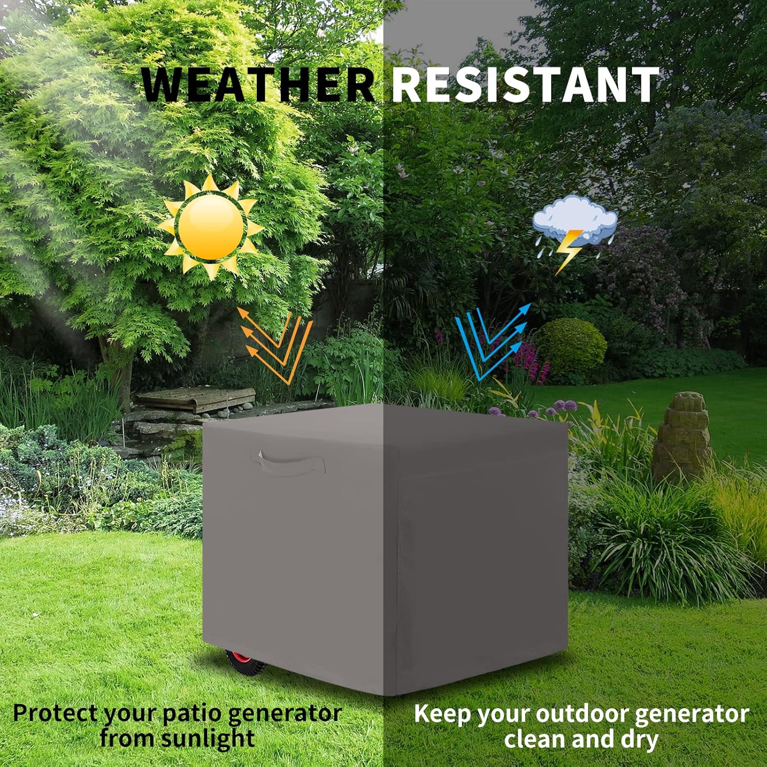 Easy-Going Cubierta de generador para exteriores 32x24x24 pulgadas, impermeable, resistente a los rayos UV, cubierta universal para generador, color