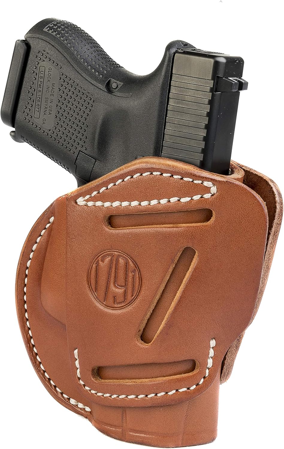 1791 GunLeather 3-Way Glock 26 Holster – OWB CCW Holster Ambidextrous – Right or Left Handed Leather Gun Holster – Fits Glock 25, 26, 27, 29, 30,