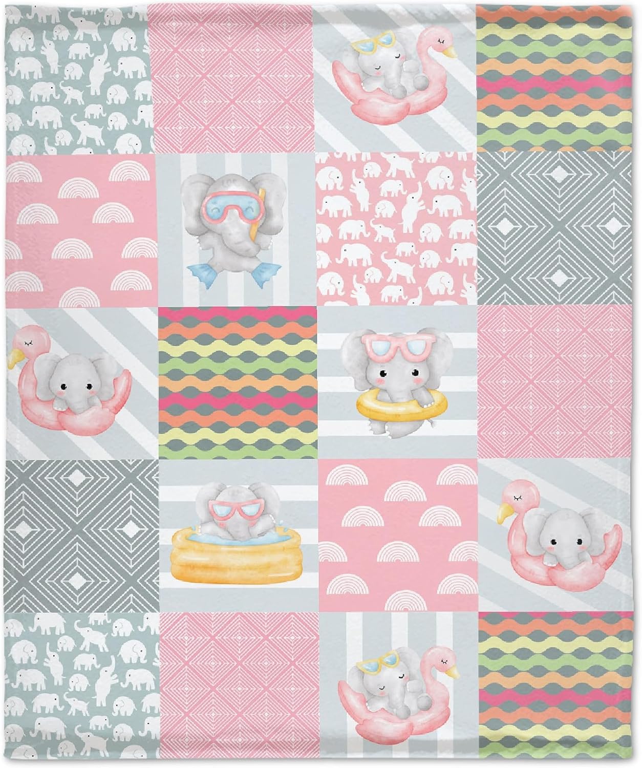 Manta de franela suave y ligera con diseño de elefante, diseño de acuarela, regalo para mujeres, para cama, sofá y viaje, 40 x 30 pulgadas, XS para