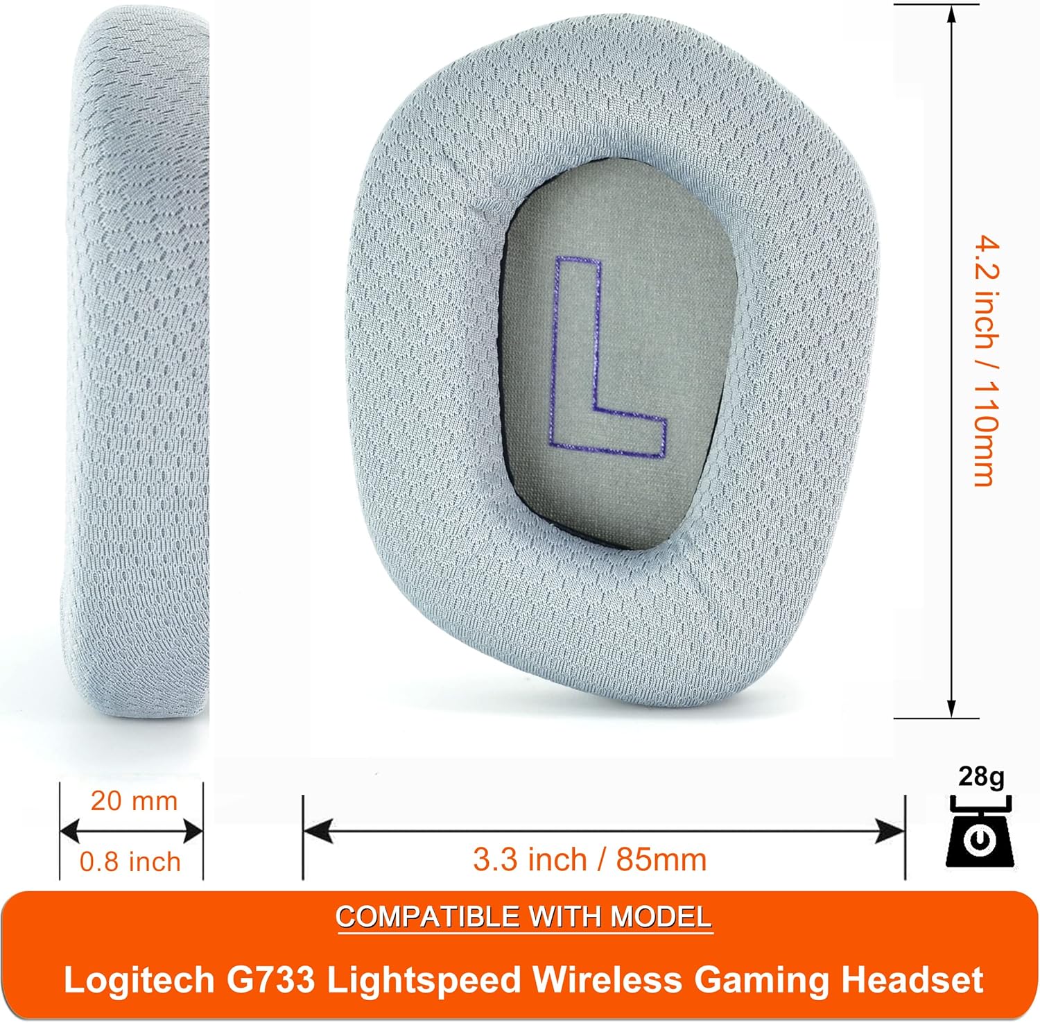Almohadillas G733  defean – Funda de repuesto para almohadillas de oído compatible con auriculares inalámbricos Logitech G733 G 733 Lightspeed para