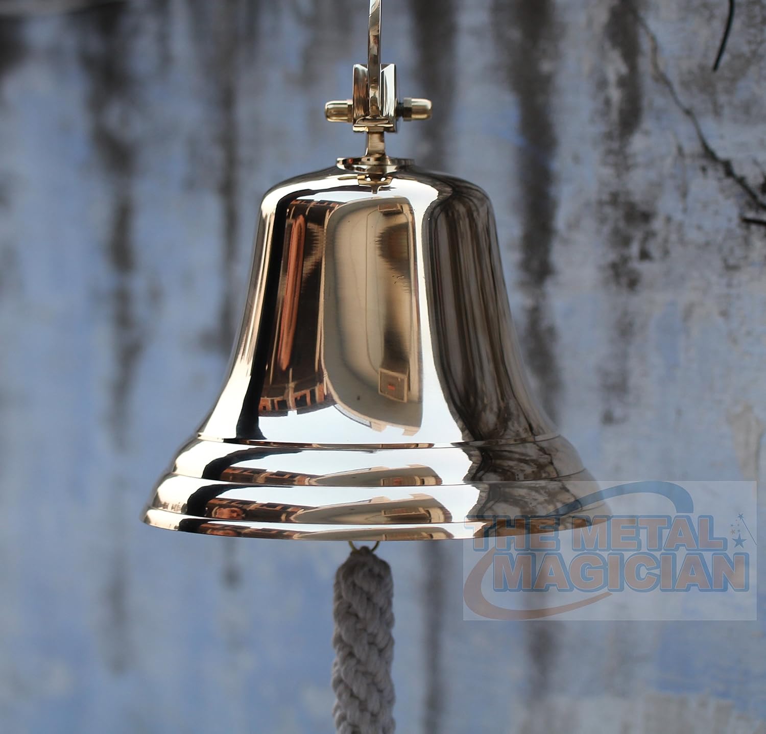 Campana colgante de latón macizo de 4 pulgadas para montar en la pared, perfecta para cenas, interiores, exteriores, escuela, bar, recepción, último
