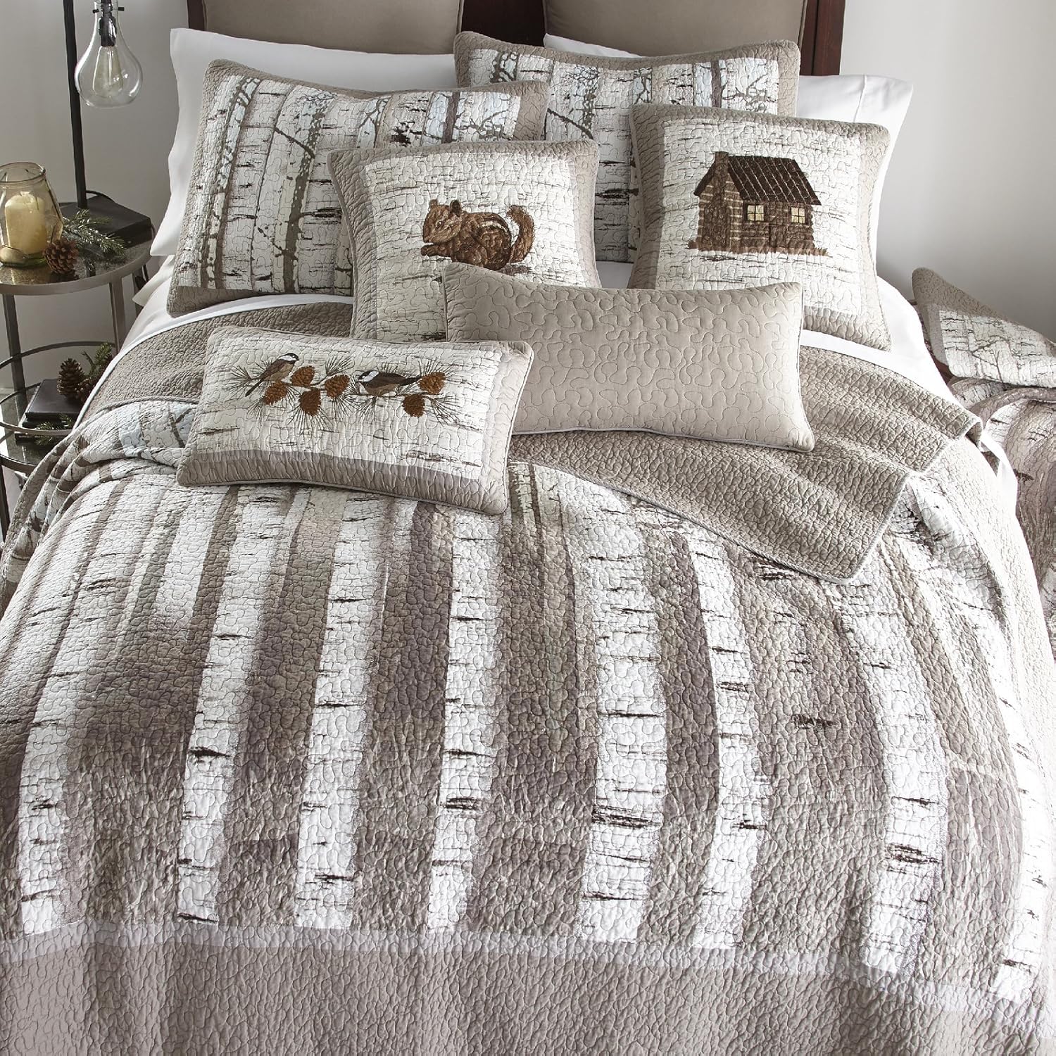 Donna Sharp Colcha King – Edredón de algodón con diseño de oso de abedul y diseño de oso, lavable a máquina