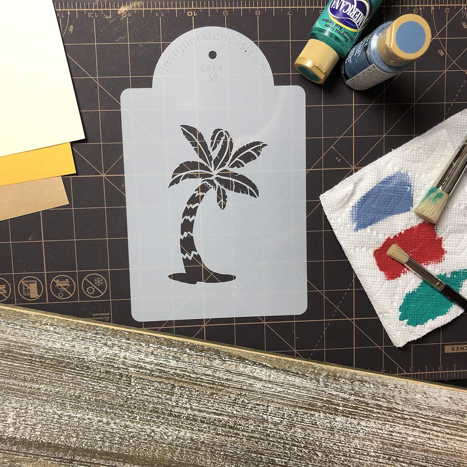 Designer Stencils Plantilla de pastel de palmera, beigesemitransparente