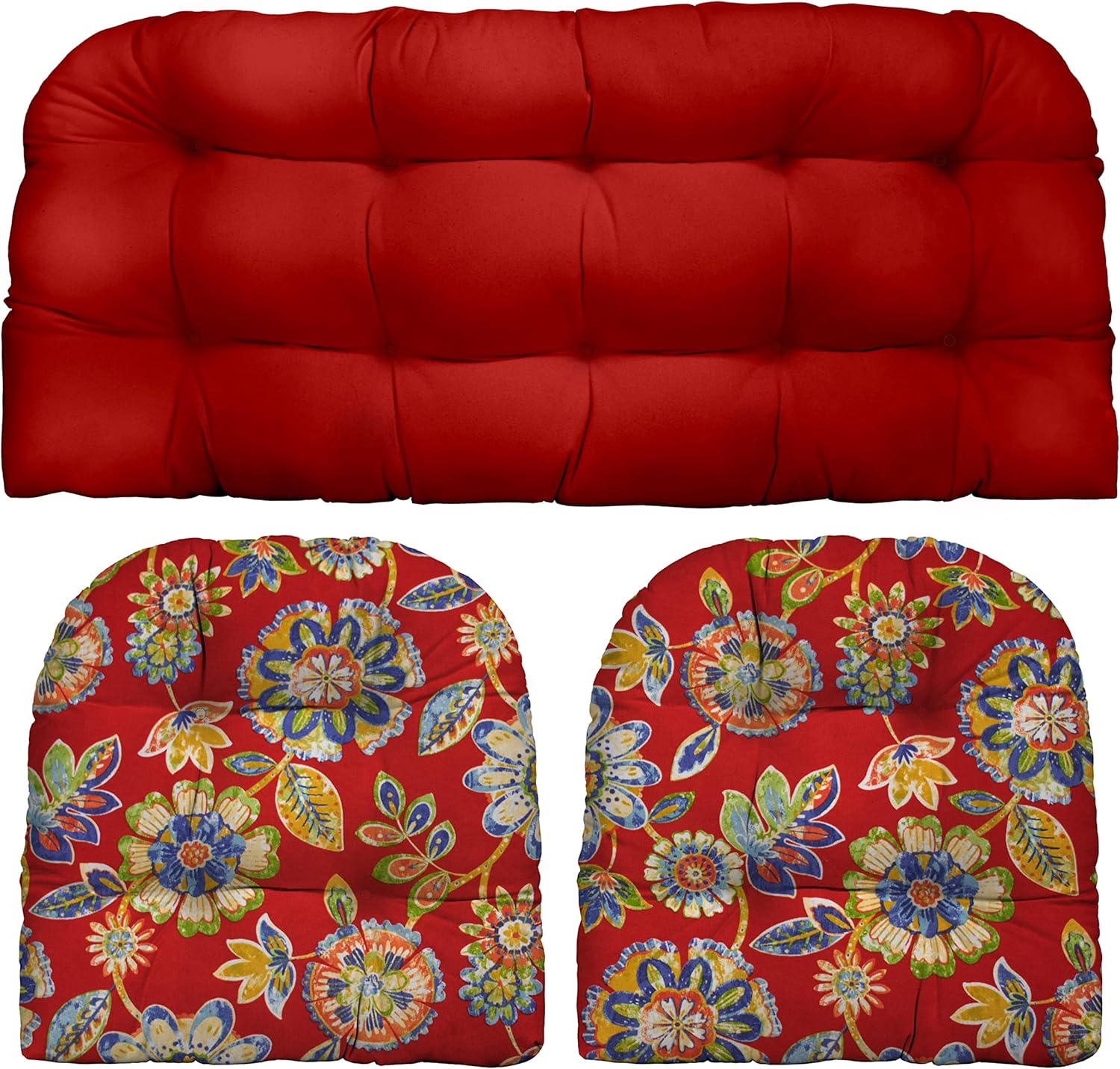 RSH Décor – Juego de 3 cojines de mimbre copetudo para interiores y exteriores, tela de poliéster resistente a todo tipo de clima y a la