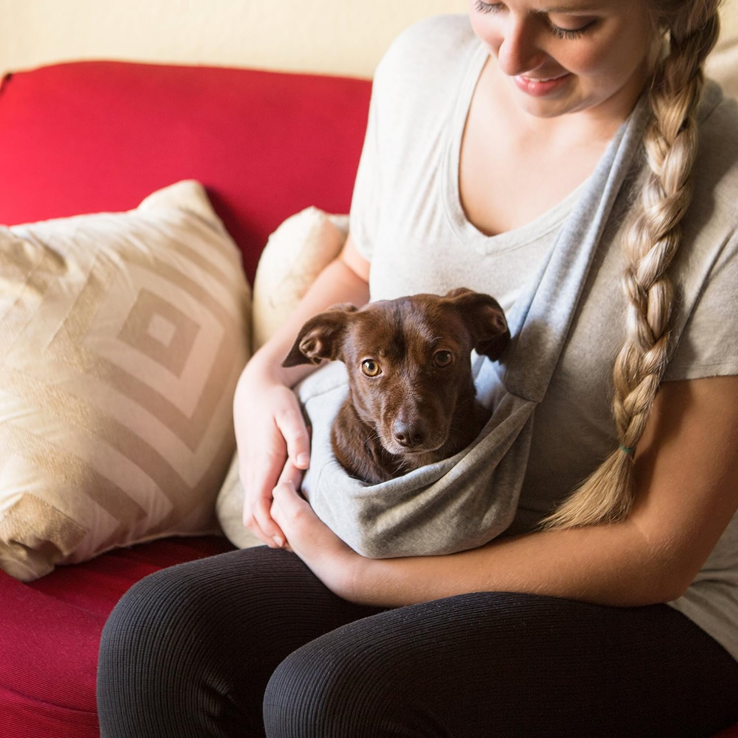 Transportín para perros y gatos iPrimio manos libres, bolsa de transporte reversible Papoose Súper bolsa blanda y contenedor. Gran transportín para