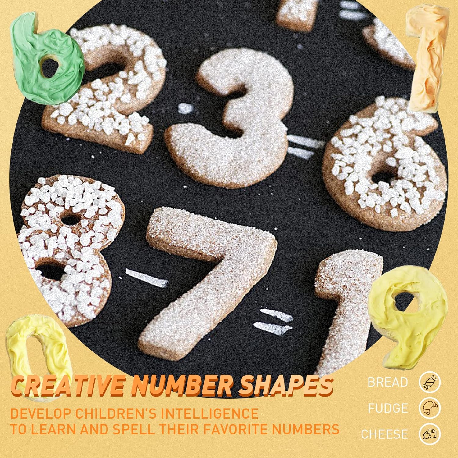 Juego de 9 cortadores de galletas de números pequeños de 1.7 pulgadas, de acero inoxidable, para decoración de tartas, con recortes, cortadores de
