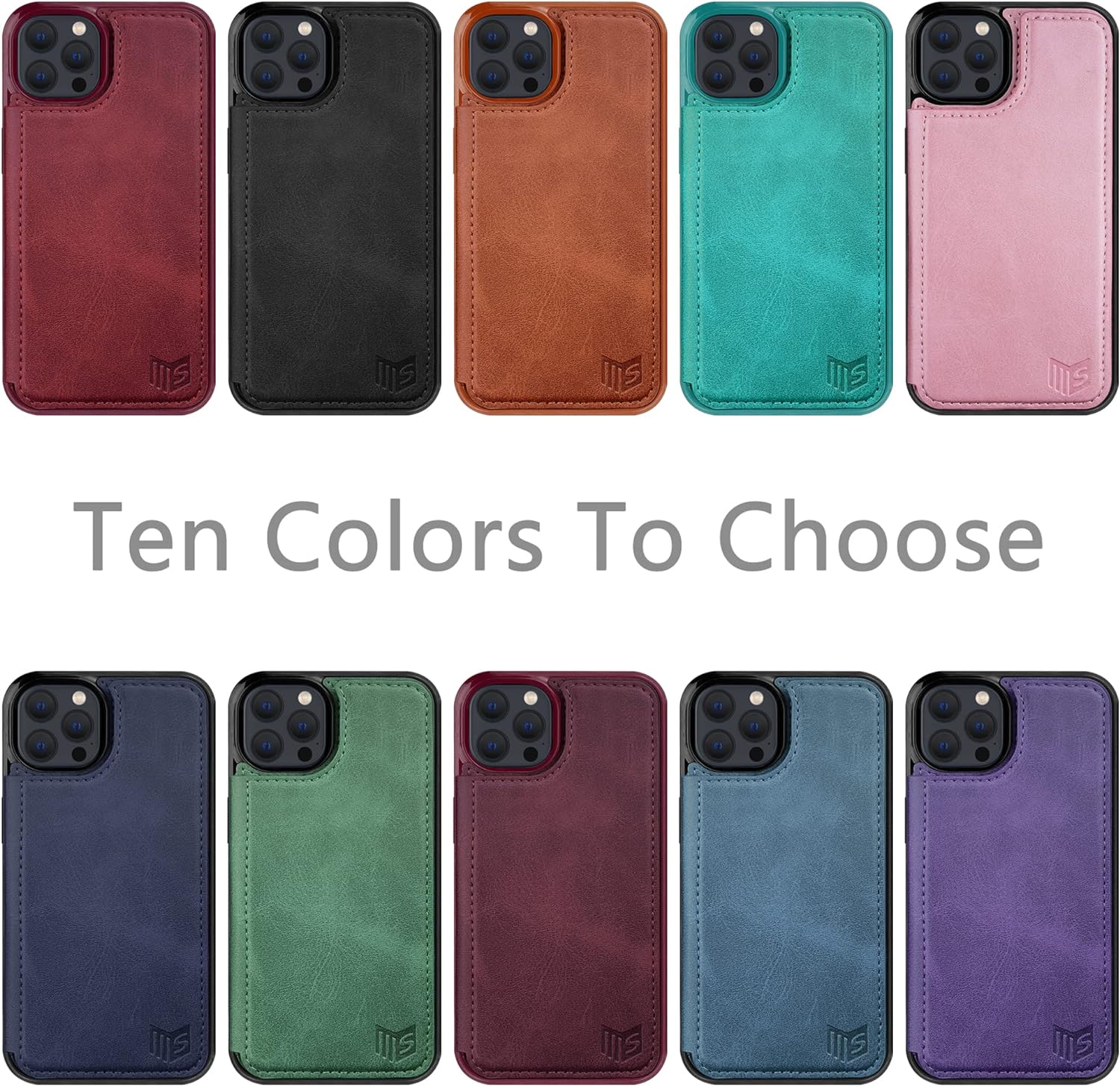SUANPOT Funda tipo cartera con bloqueo RFID para iPhone 1212 Pro de 6.1 pulgadas con soporte para tarjetas de crédito, funda de piel sintética con