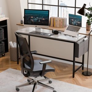 SUNLEI Escritorio para computadora de 55 pulgadas, escritorio de oficina en casa, escritorio para juegos de escritura con bolsa de almacenamiento, SUNLEI Escritorio para computadora de 55 pulgadas, escritorio de oficina en casa, escritorio para juegos de escritura con bolsa de almacenamiento,