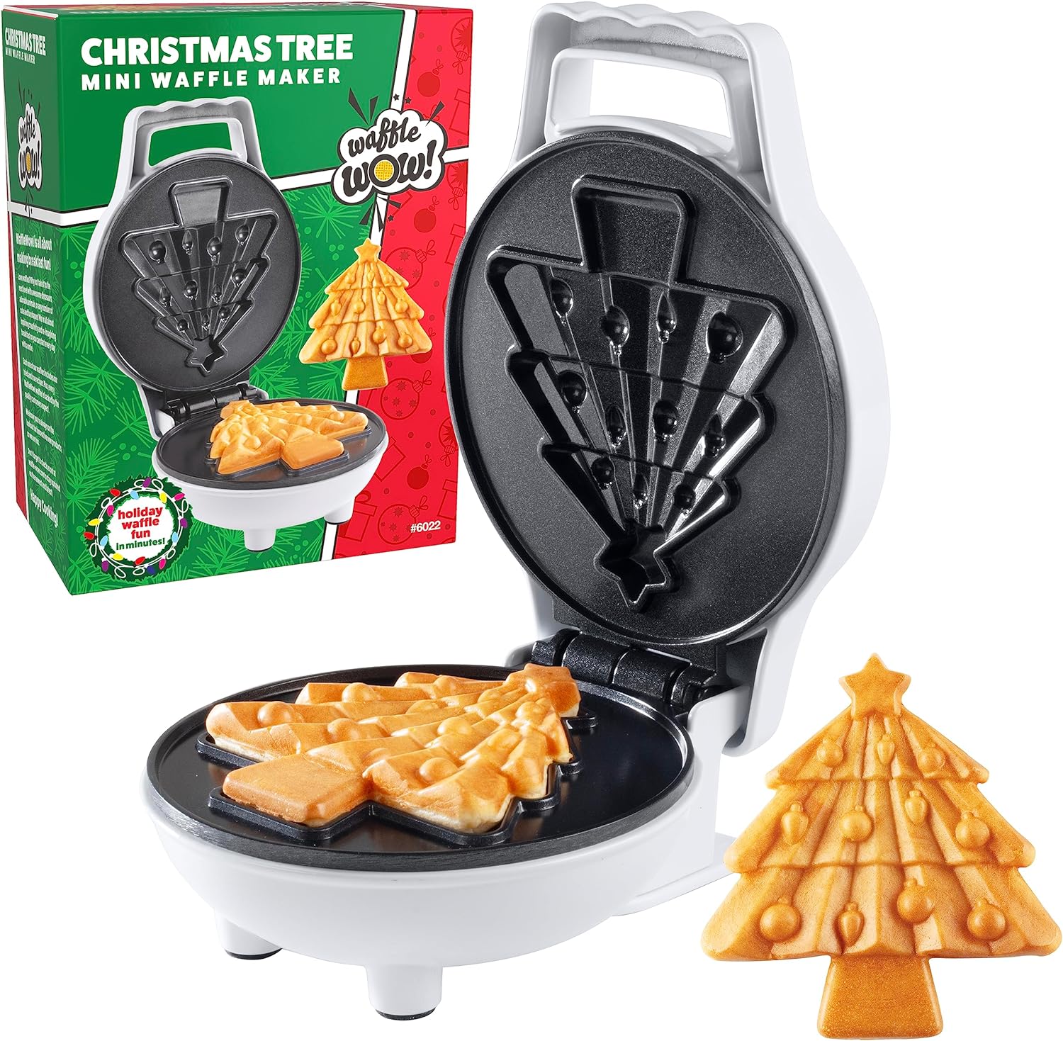 Mini waflera de árbol de Navidad haz que estas vacaciones sean especiales para niños con una bonita plancha de oblea de 4 pulgadas, electrodoméstico