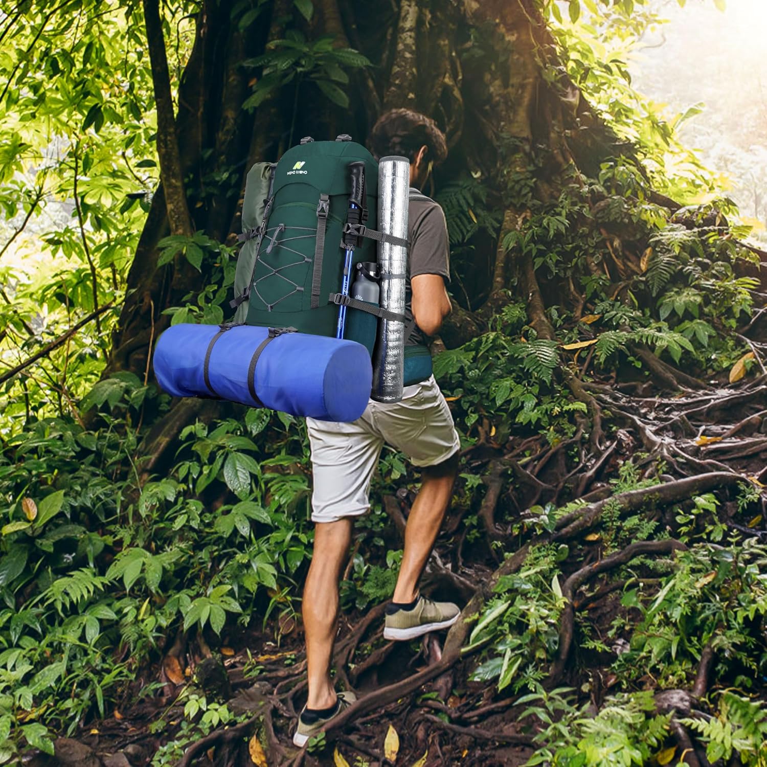 Mochila de senderismo impermeable de 50 l60 l, mochila de camping con cubierta de lluvia, mochila de alto rendimiento para senderismo, viajes,