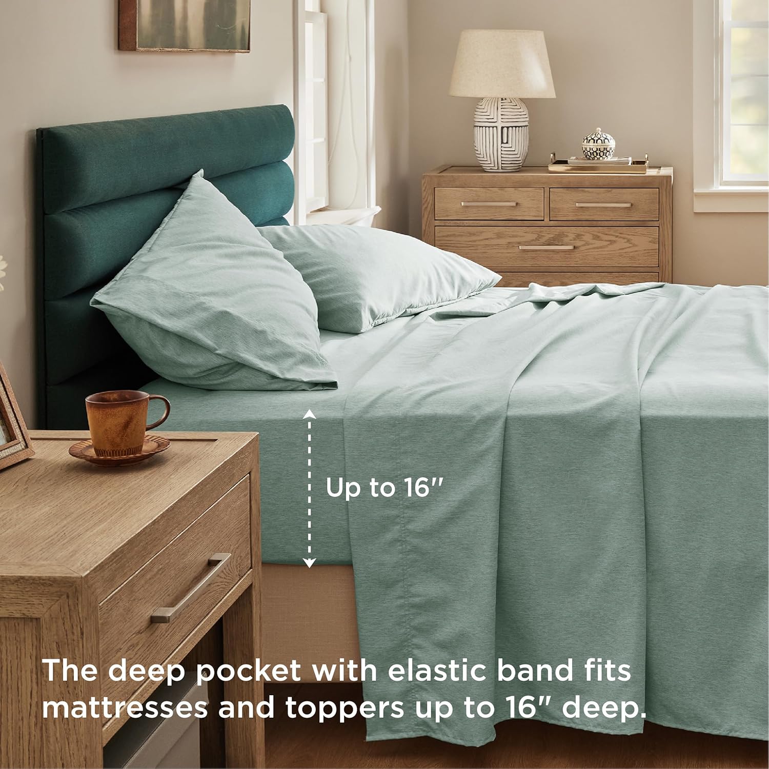 Bedsure Sábanas de tamaño King  Sábanas ultrasuaves de teñido catiónico, se adapta a colchones de hasta 16 pulgadas de grosor, sábanas transpirables