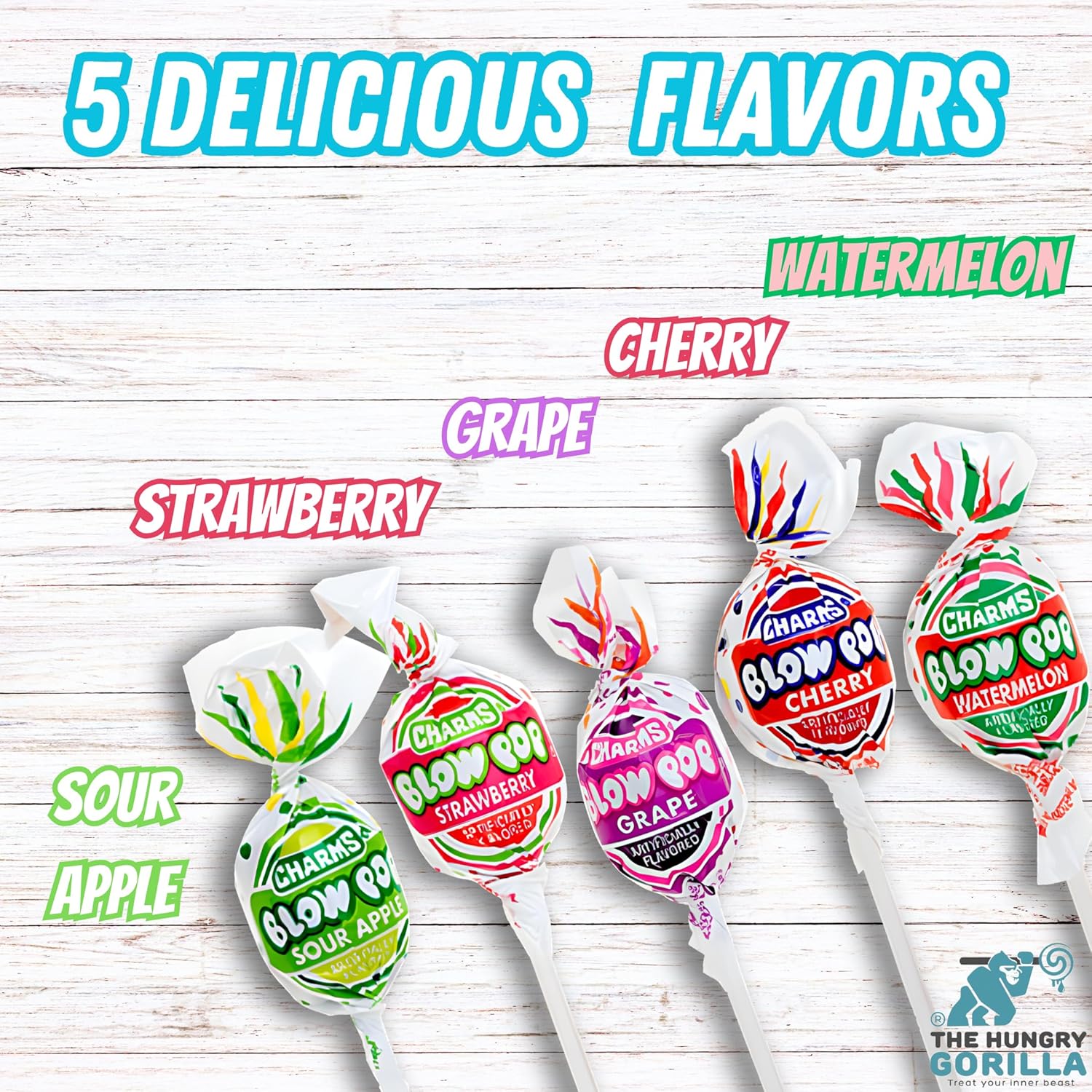 Charms Blow Pops Surtido  Dulces a granel envueltos individualmente de cinco sabores  5 libras empaquetadas en bolsa resellable de pie por THE