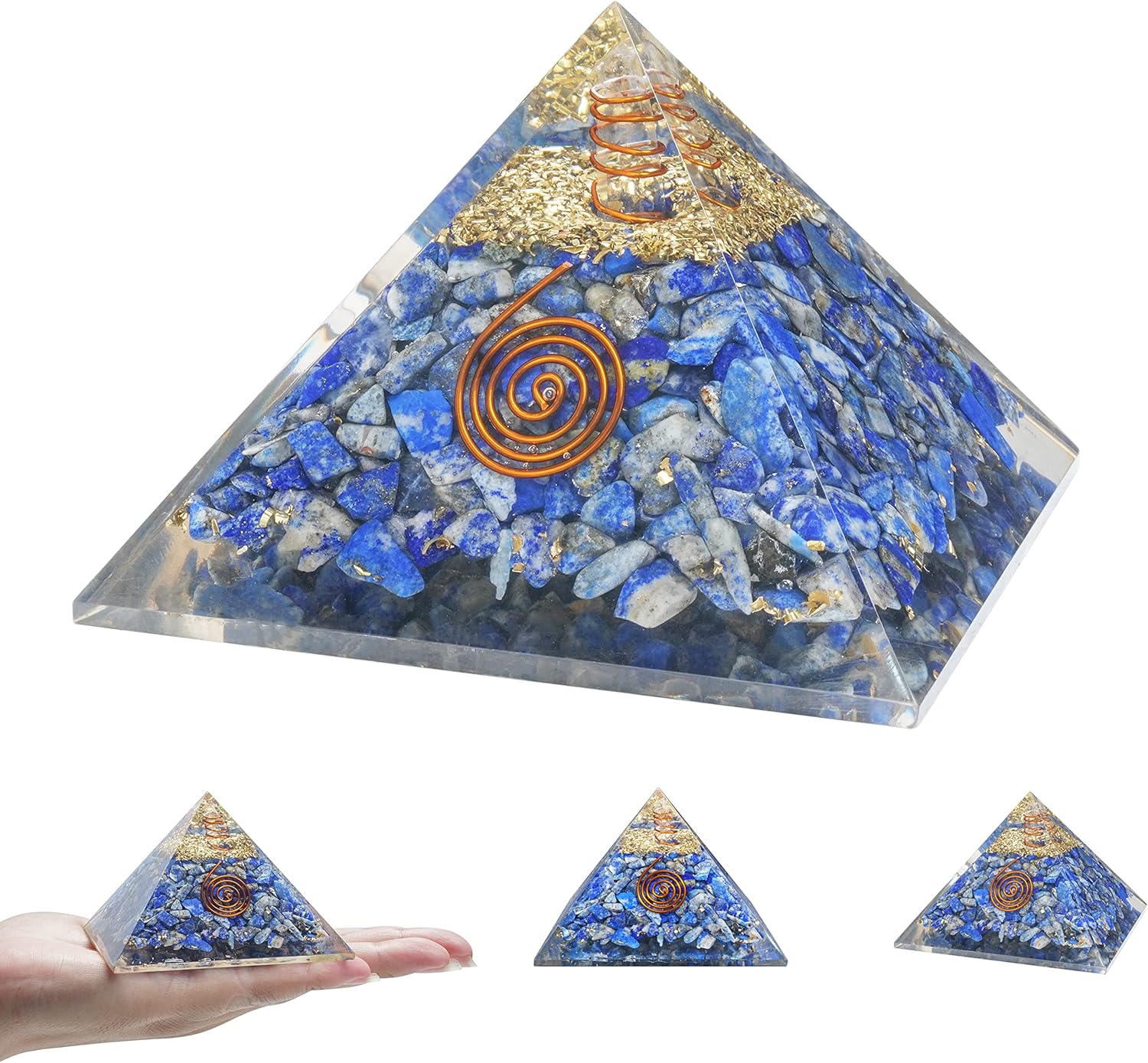 Crocon Pirámide de energía de cristal orgánico de piedras preciosas Feng Shui para atraer energías positivas, regalo espiritual y decoración del