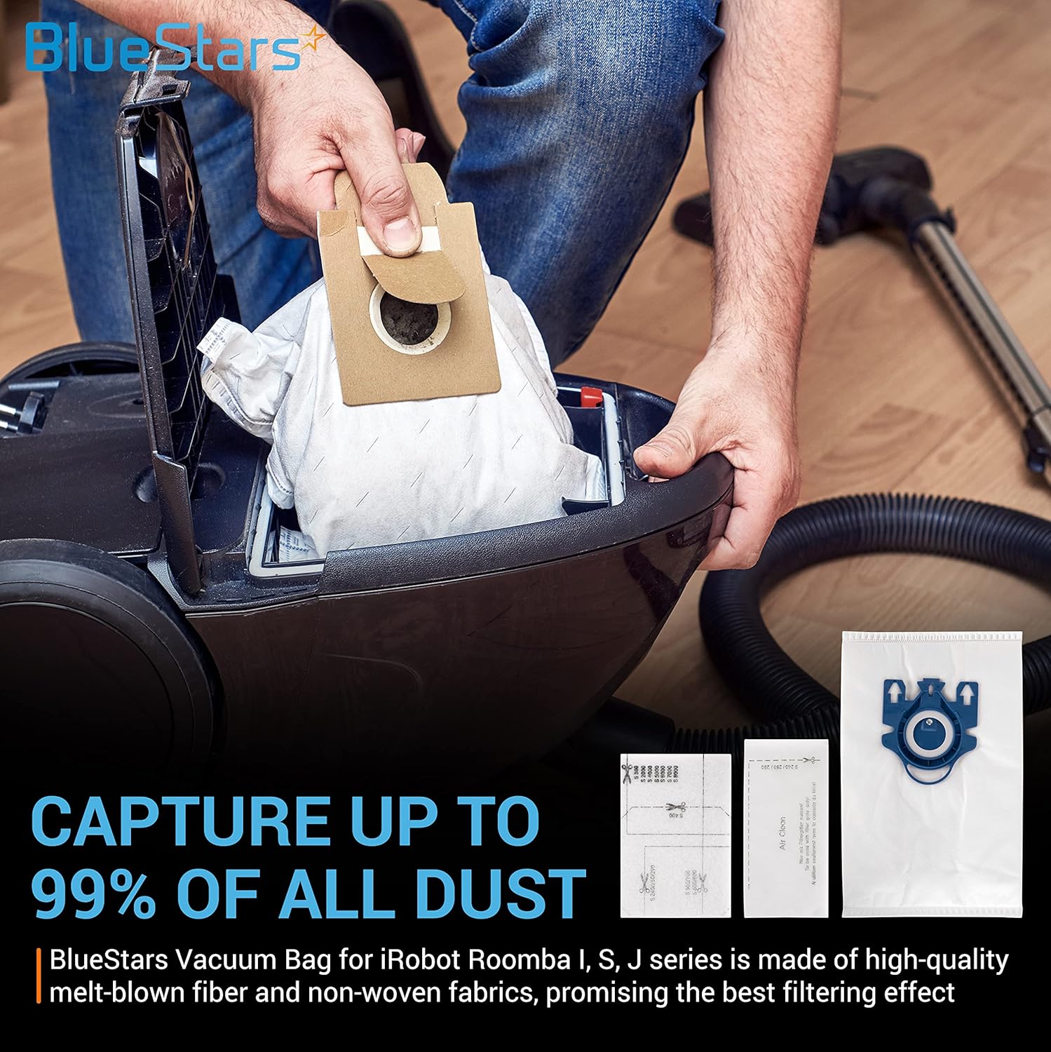 BlueStars Paquete de 12 bolsas de repuesto 3D Airclean para Miele GN bolsas de aspiradora para Miele Classic C1 Complete C1 Complete C2 Complete C3