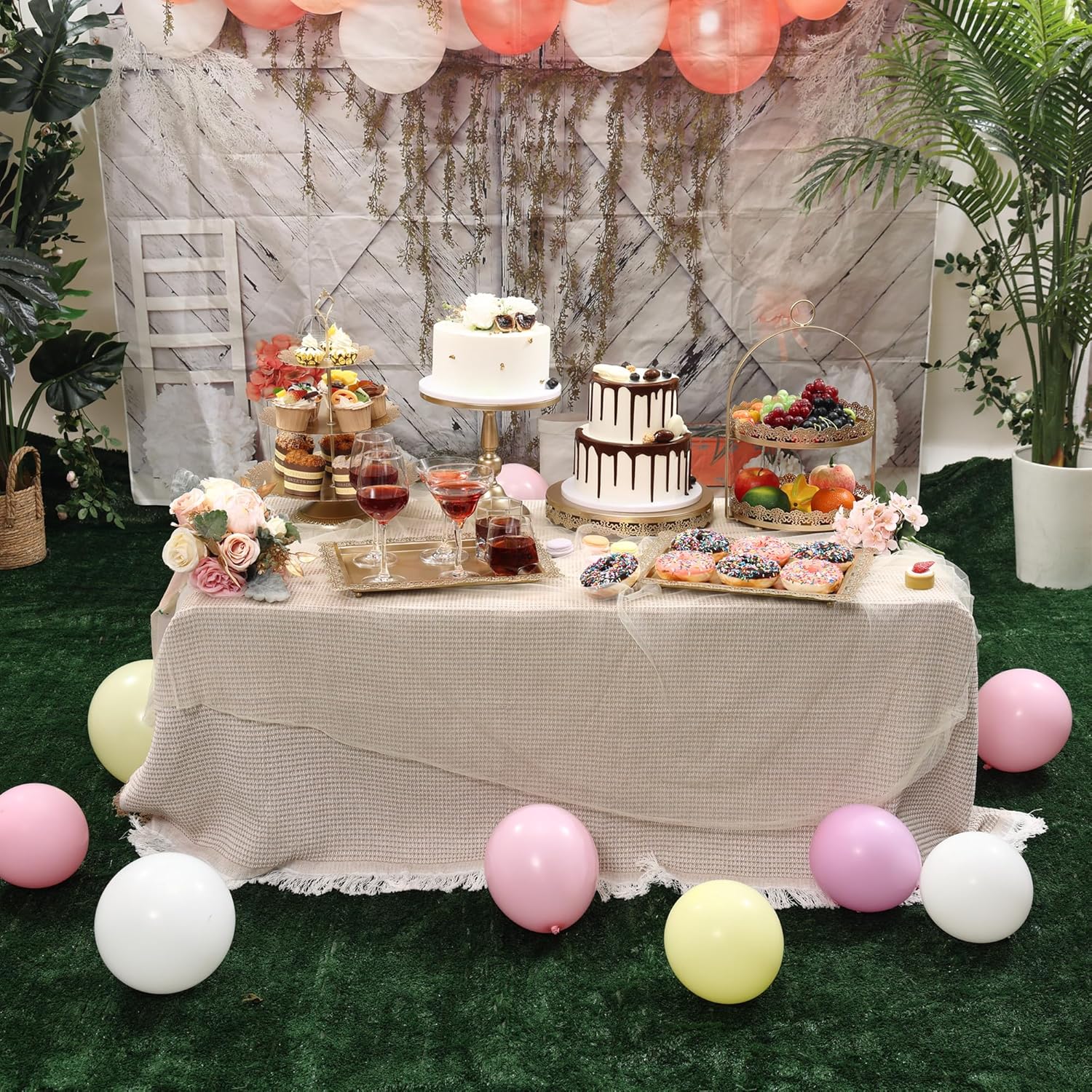 Juego de 6 soportes dorados para tartas, pedestal para cupcakes, plato de postre, bandeja de torre para servir, decoración para bodas, fiestas de