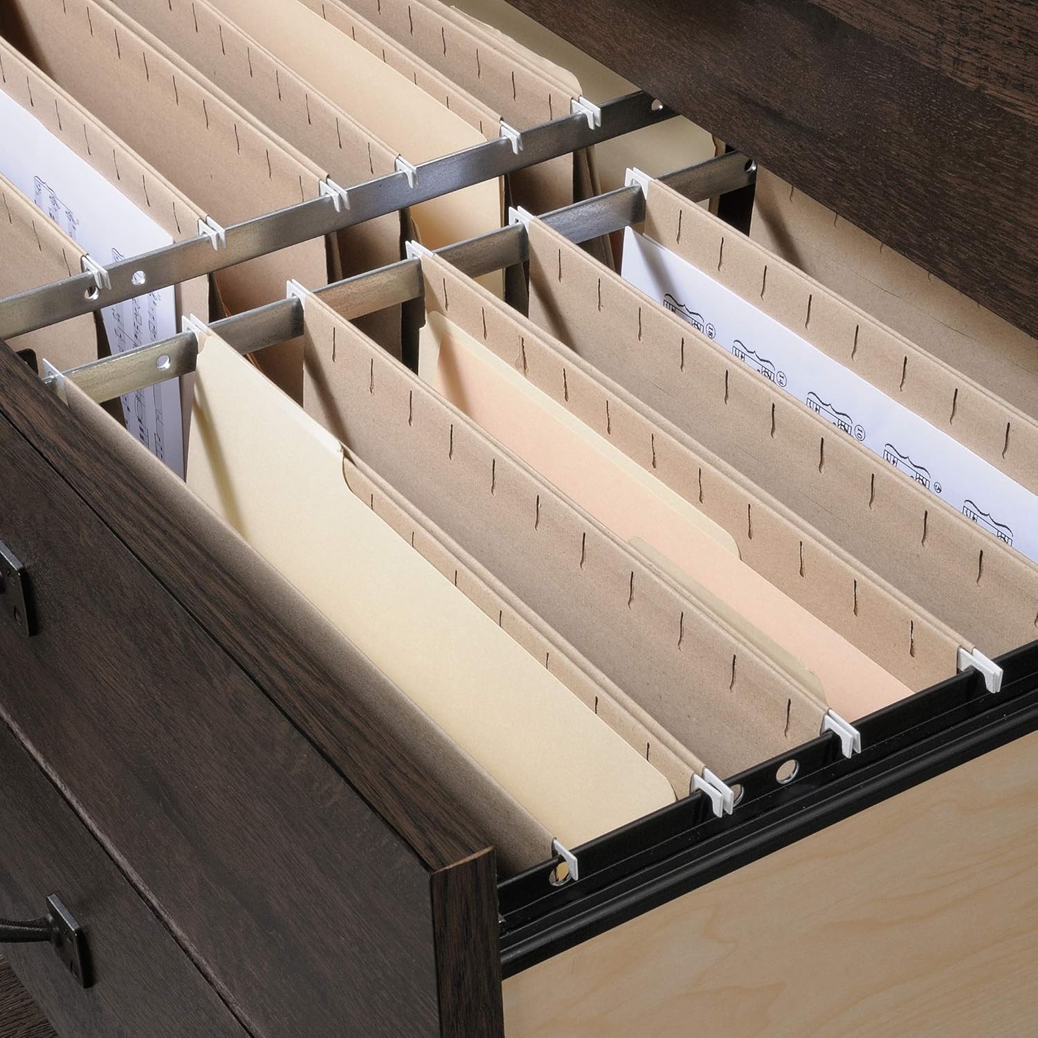 Sauder Carson Forge – Archivador lateral, acabado roble café