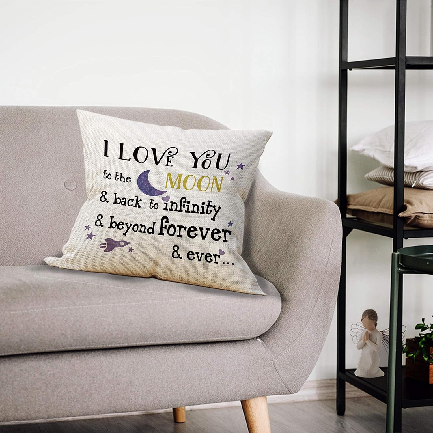 Funda de almohada con texto en inglés “I Love You to The Moon and Back”, funda de cojín decorativa de galaxia, regalo de boda para el día de San