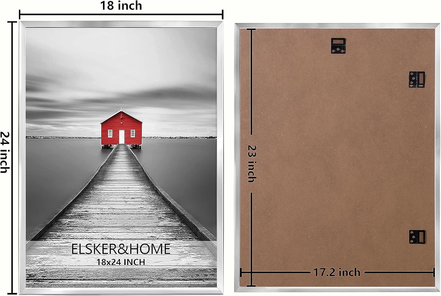 ELSKER&HOME Paquete de 3 marcos de póster de 18 x 24 pulgadas, color plateado para montaje en pared horizontal o vertical, resistente y resistente a