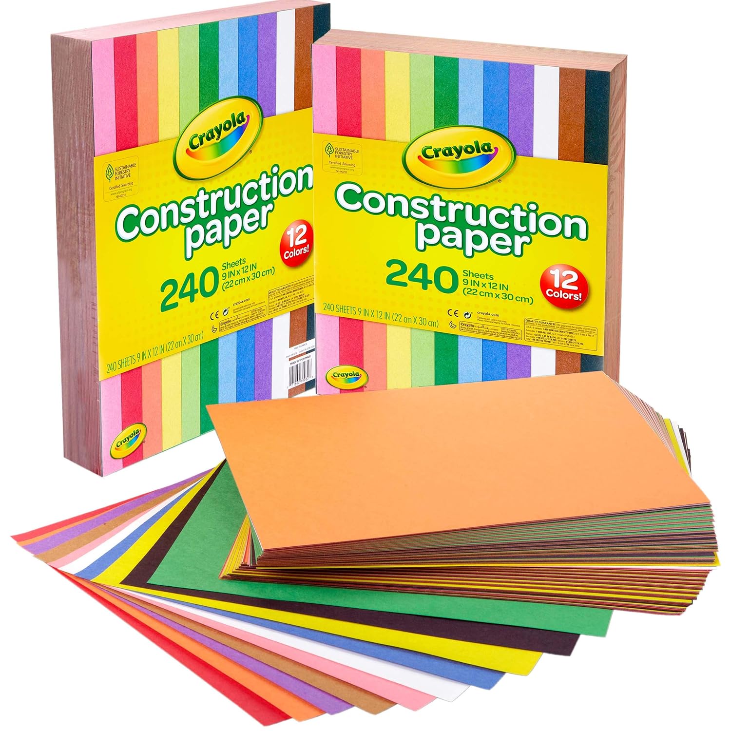 RiteCo 22128 Tableros de presentación y exhibición, 40 x 28 pulgadas, blanco, (paquete de 30) y papel de construcción Crayola, 480 unidades (paquete