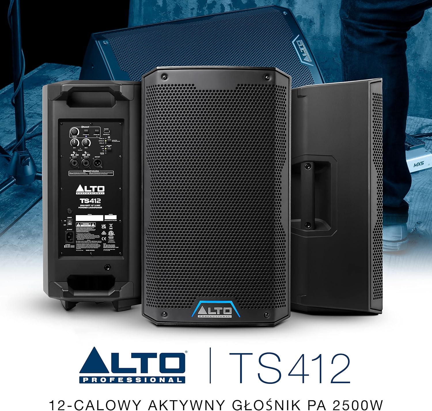 Alto Professional TS412 – Altavoz PA alimentado de 2500 W de 12 pulgadas con mezclador de 3 canales, transmisión Bluetooth, enlace de altavoz