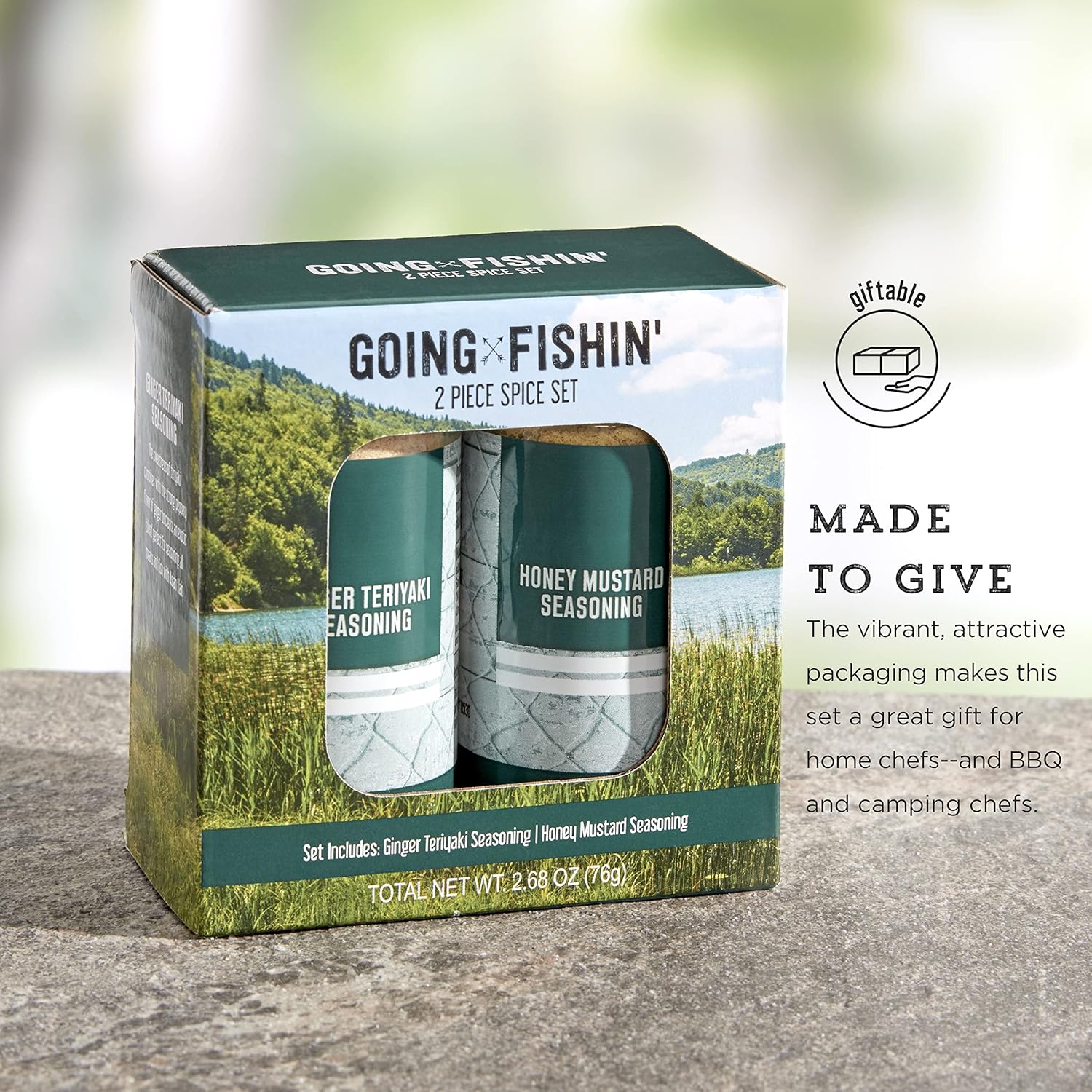 Kamenstein Going Fishin’ – Juego de 2 especias para acampar con tapa extraíble