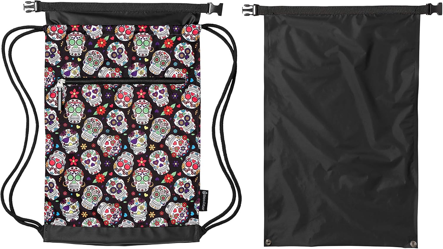 Skog Å Kust GymSak – Bolsa de cincha con cordón 2 en 1 con bolsa seca impermeable extraíble, Sugar Skulls, Viajar