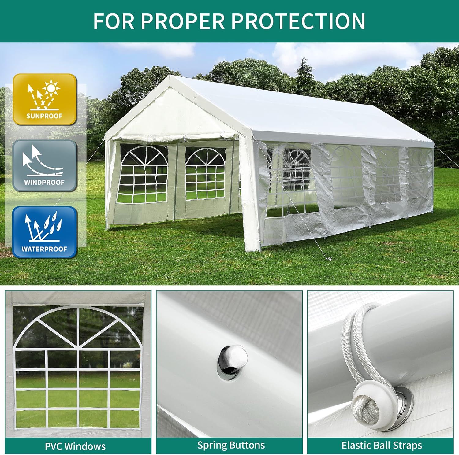 YITAHOME Gazebo resistente de 13 x 26 pies, para exteriores, fiesta, boda, tienda de campaña con ventanas laterales extraíbles (13 x 26 pulgadas,