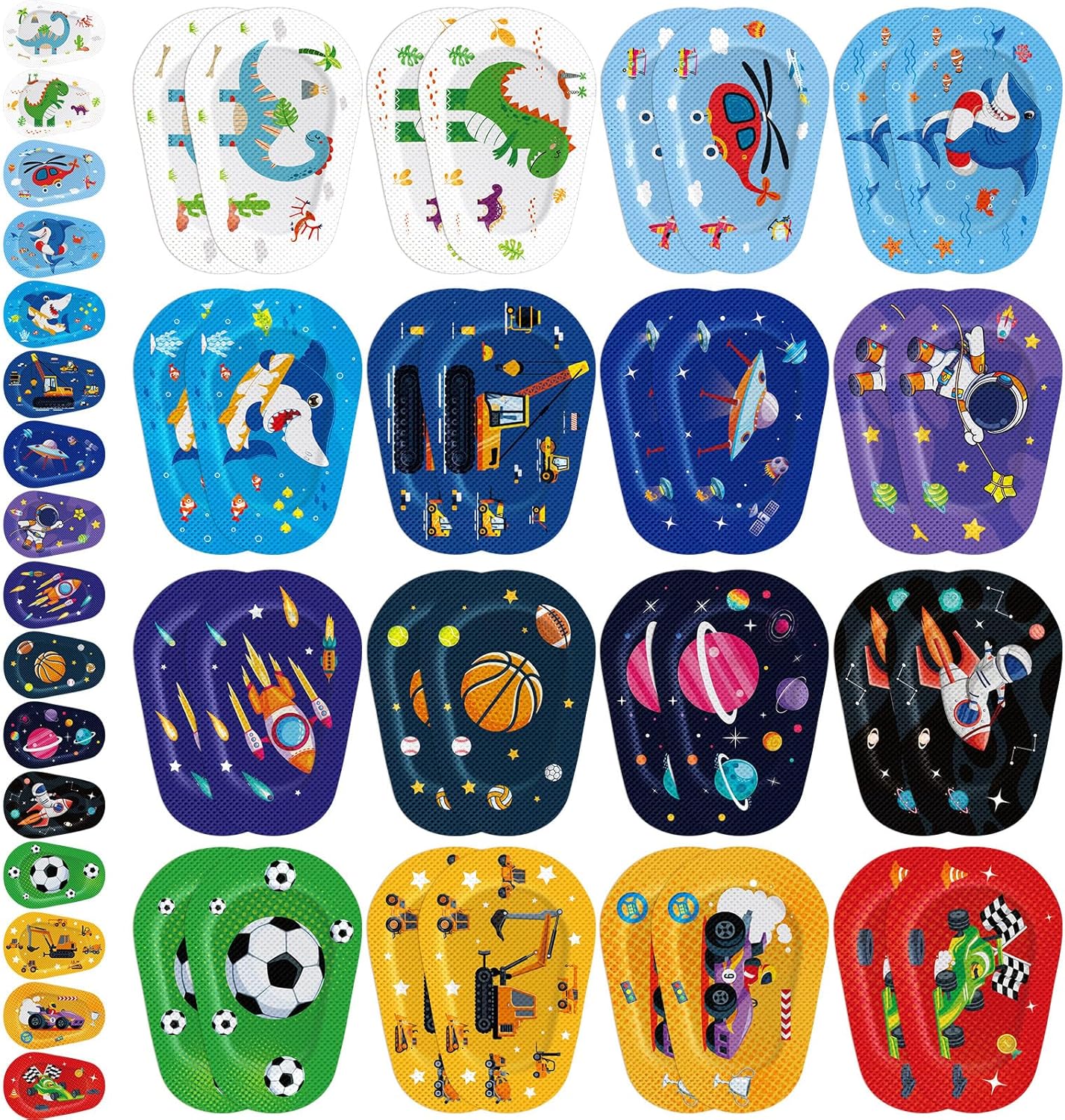 Panitay Parches adhesivos para los ojos para niños, 16 estilos de bloqueo de luz, bonitos diseños, vendajes adhesivos de algodón para niños y niñas
