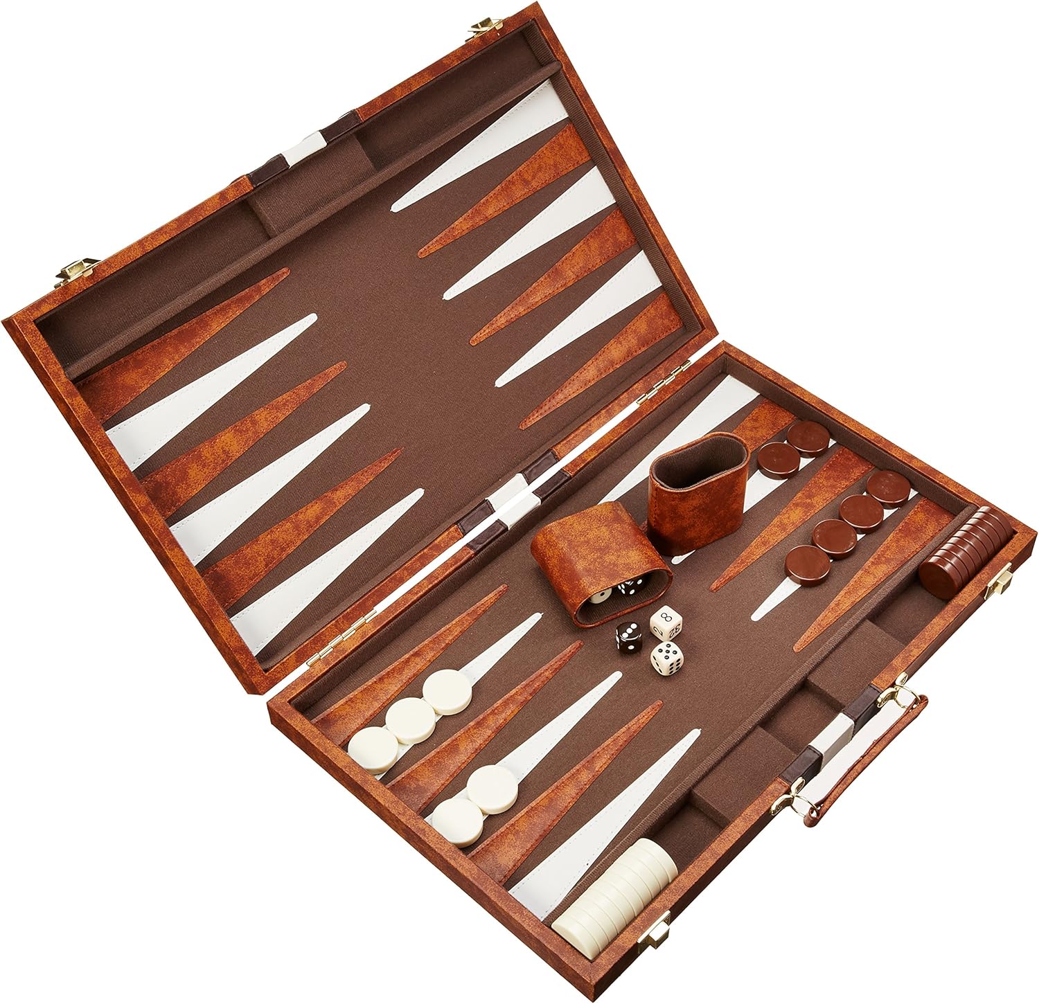 Juego de backgammon, 18 pulgadas, café y blanco