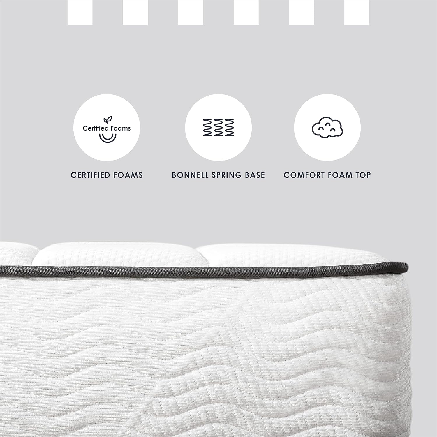 Mellow Colchón clásico Bonnell Spring de 10 pulgadas, parte superior de espuma cómoda con base de resortes interiores, espuma certificada