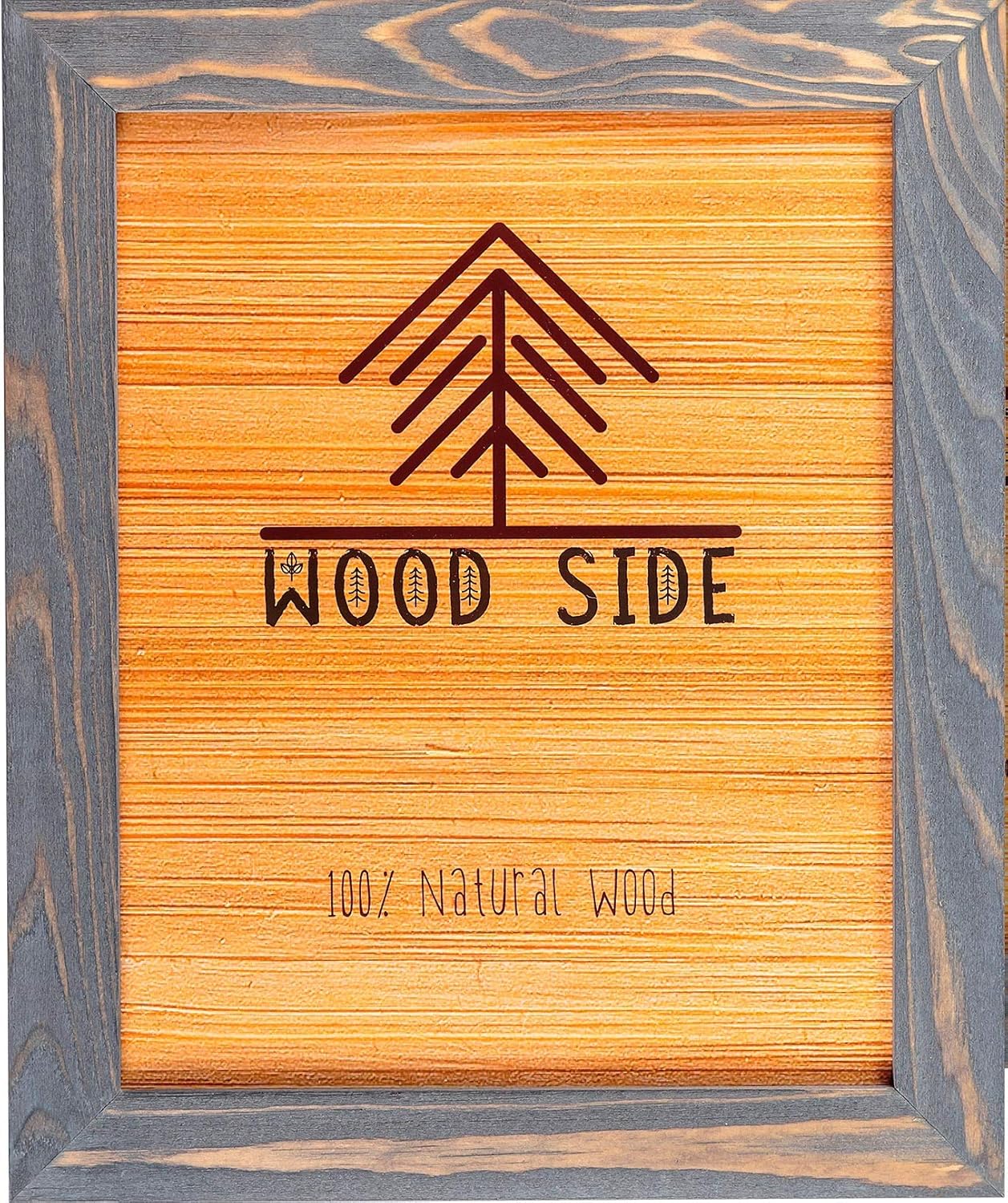 Marco de fotos de madera rústica de 11 x 14 para montaje en pared, 100 % madera maciza natural ecológica con acabado gastado, Madera, gris, 11×14