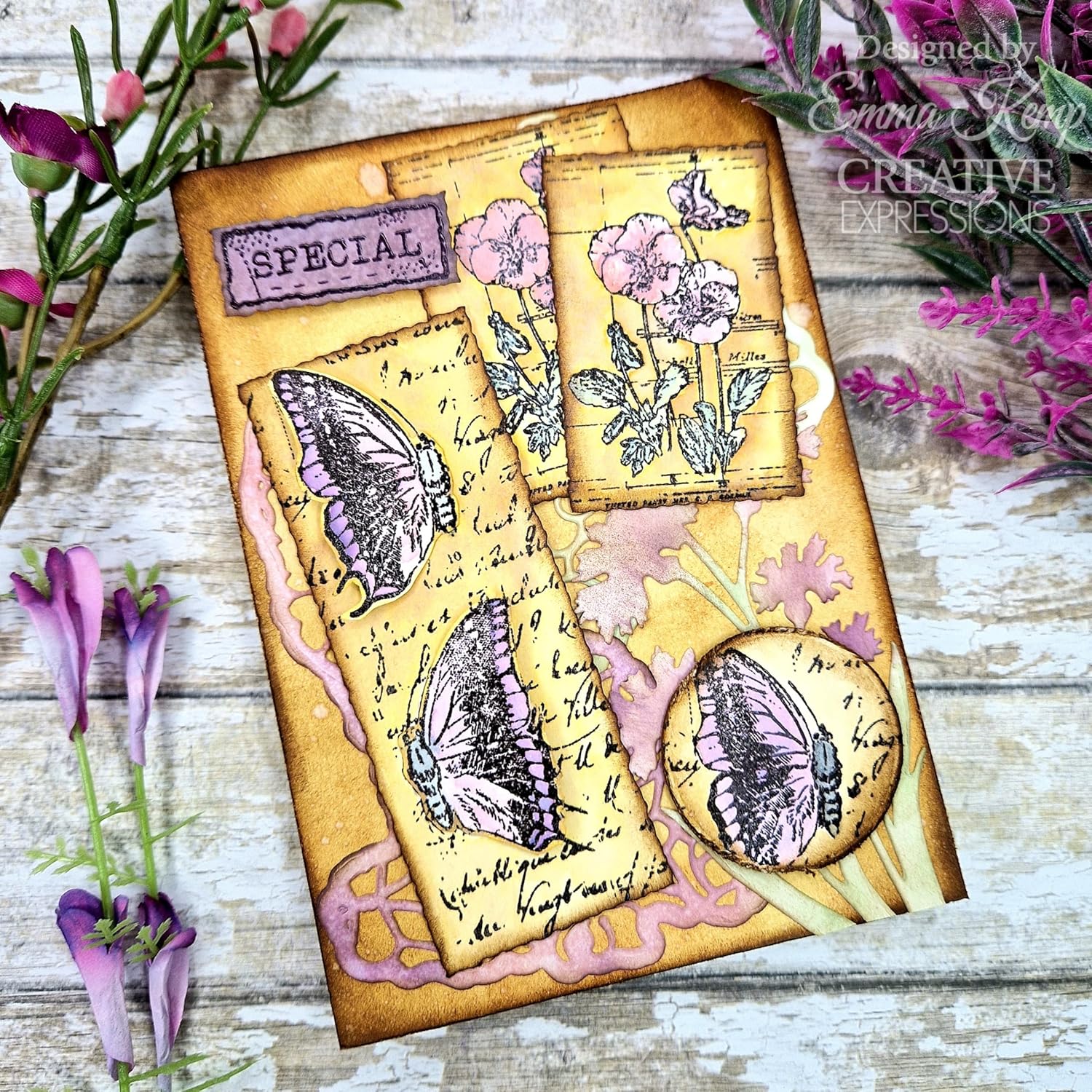 Juego de sellos transparentes 4 “X6” por Sam Poole-Faded Flora CEC1046