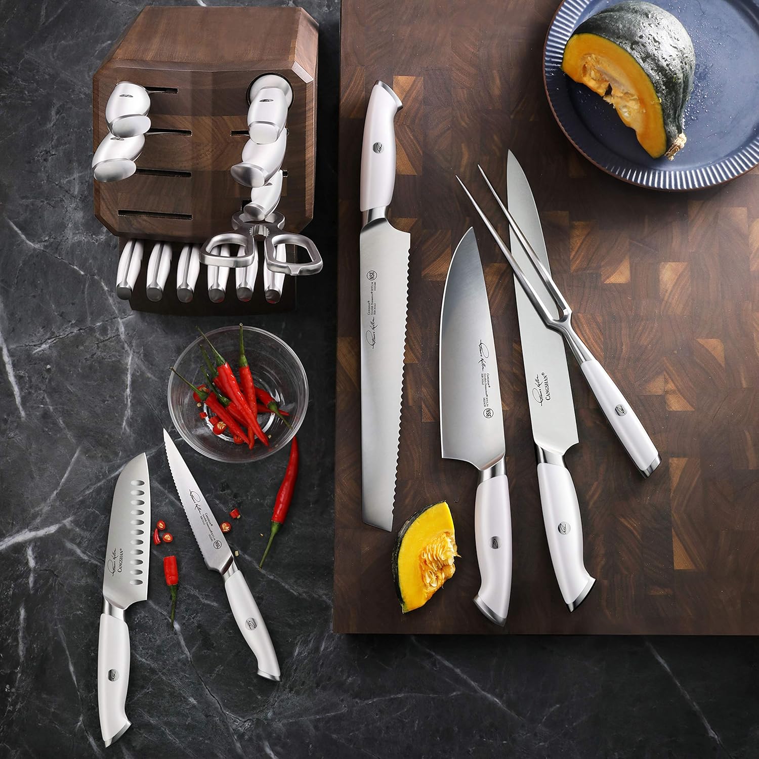 Cangshan Thomas Keller Signature Collection – Cuchillo de deshuesar de acero forjado en polvo sueco, 6 pulgadas, color blanco