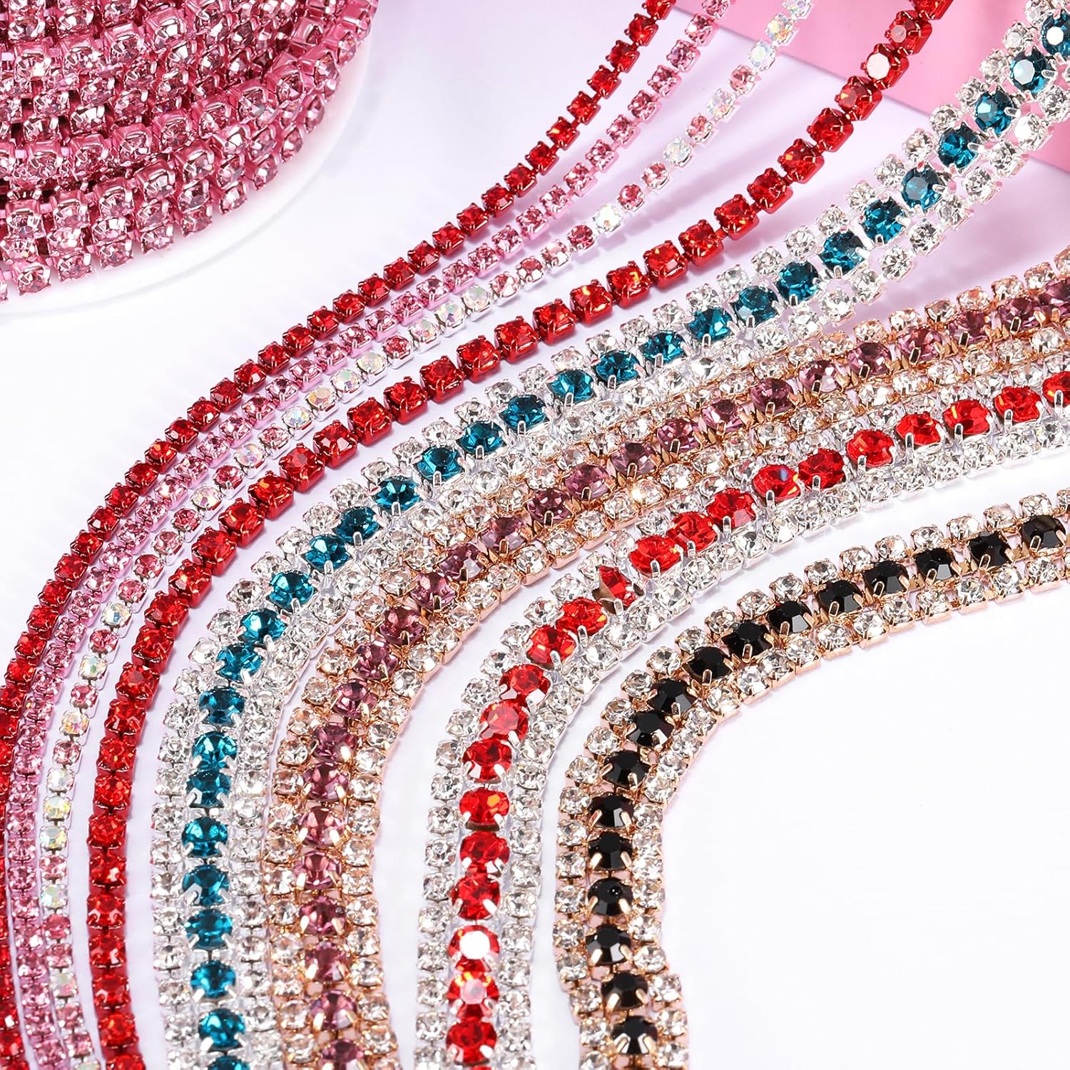 uxcell Cadena de diamantes de imitación de cristal de 10 yardas, 0.118 pulgadas (0.118 in) para coser y cerrar la cadena para manualidades, joyas,