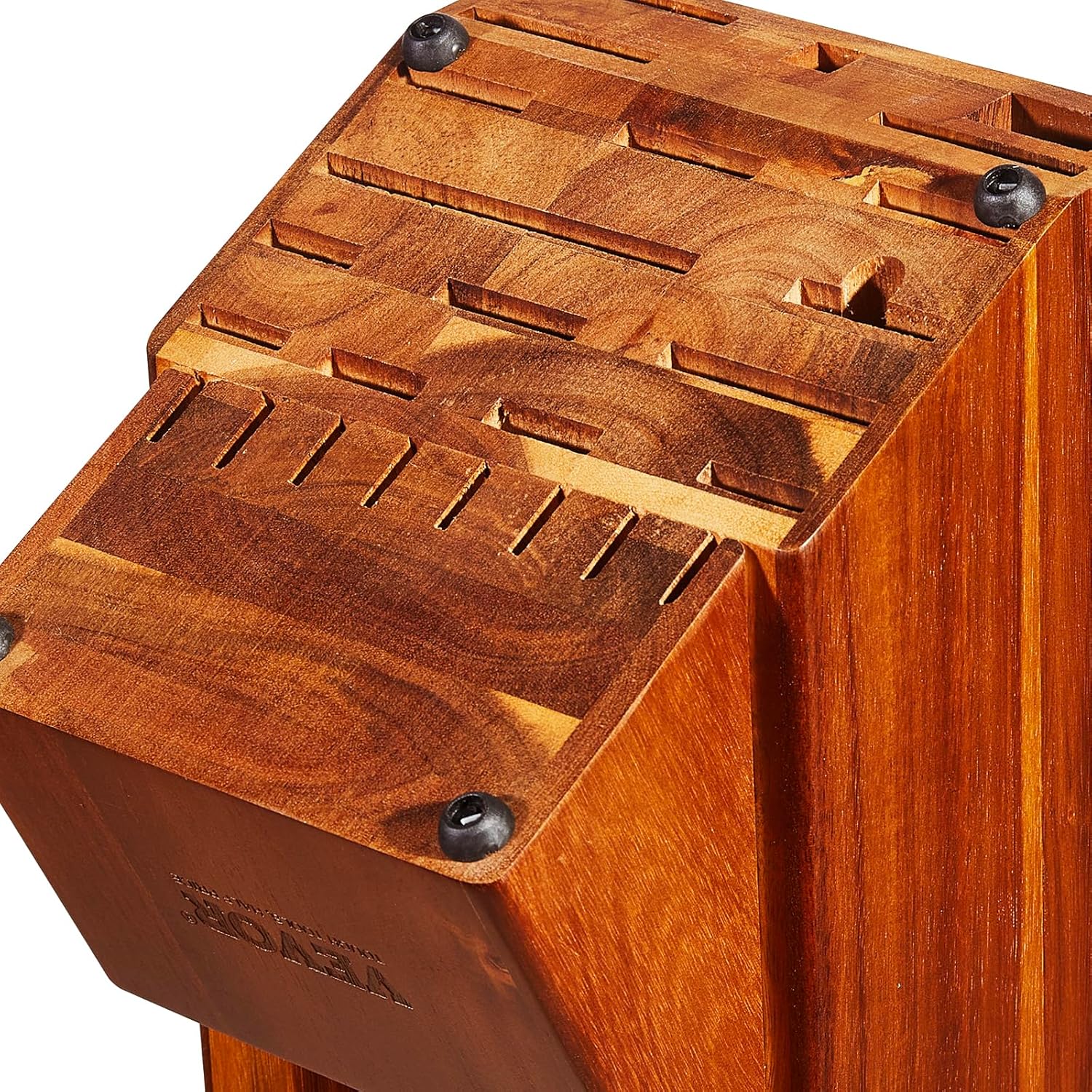 VEVOR Bloque de almacenamiento de cuchillos, 25 ranuras de madera de acacia, soportes universales para cuchillos sin cuchillos, organizador de