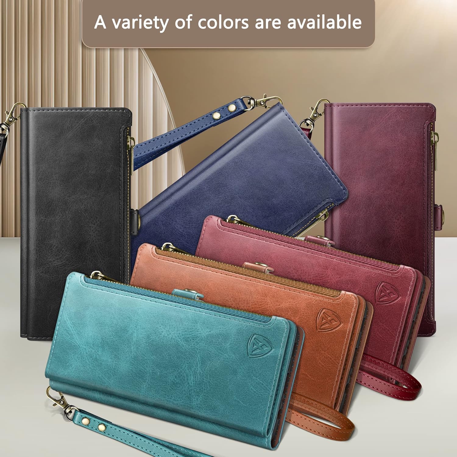 XcaseBar Funda tipo cartera para Samsung Galaxy Note 9 con cremallera Bloqueo RFID Titular de la tarjeta de crédito, Libro de folio con tapa PU