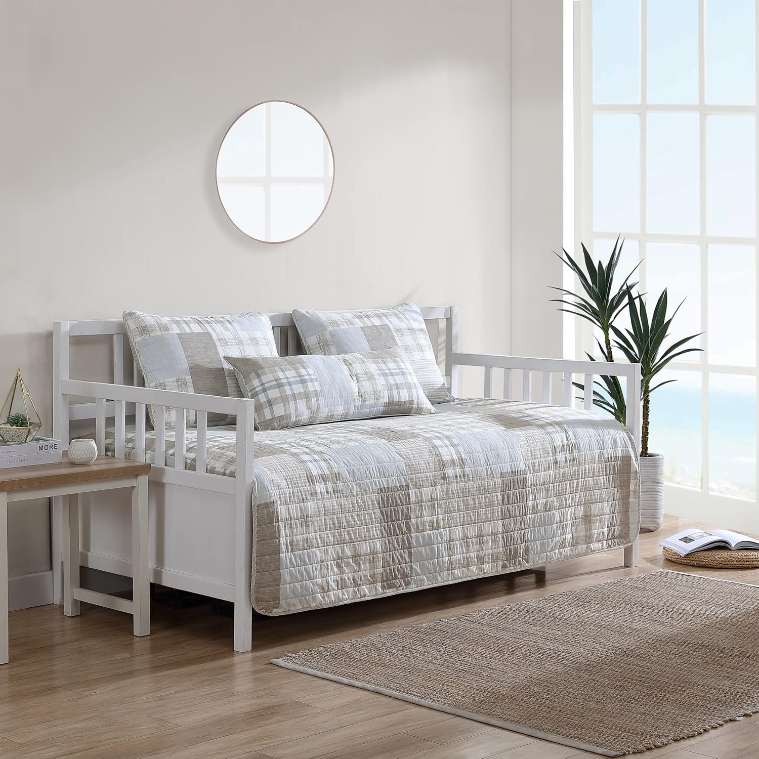 Nautica Juego de cama de algodón para cama de día, decoración del hogar para todas las estaciones, beige Clement