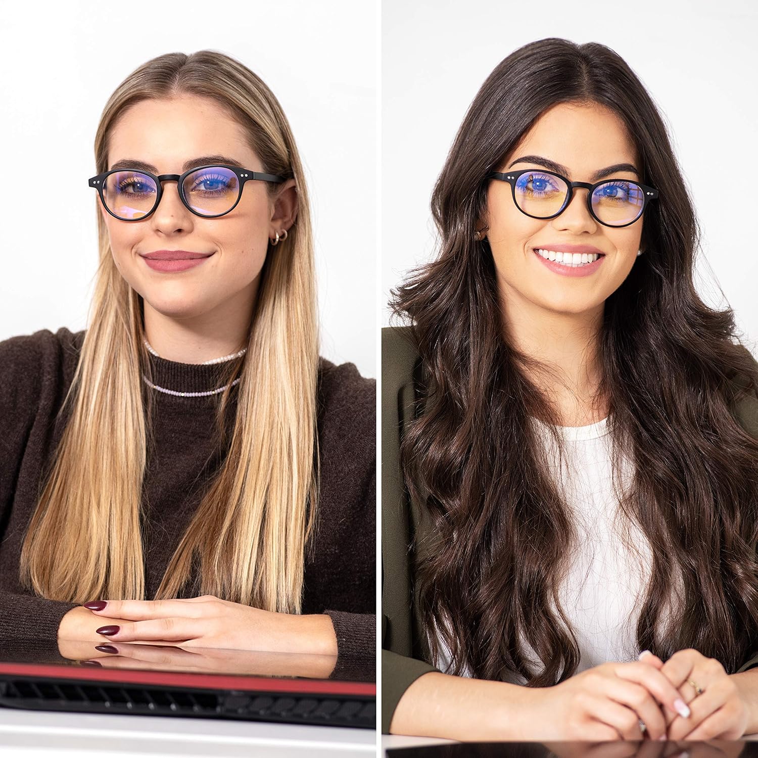 Readerest Lentes de lectura redondos con bloqueo de luz azul (negro, aumento de 2.50), a la moda, para hombres y mujeres, antirreflejos, antifatiga