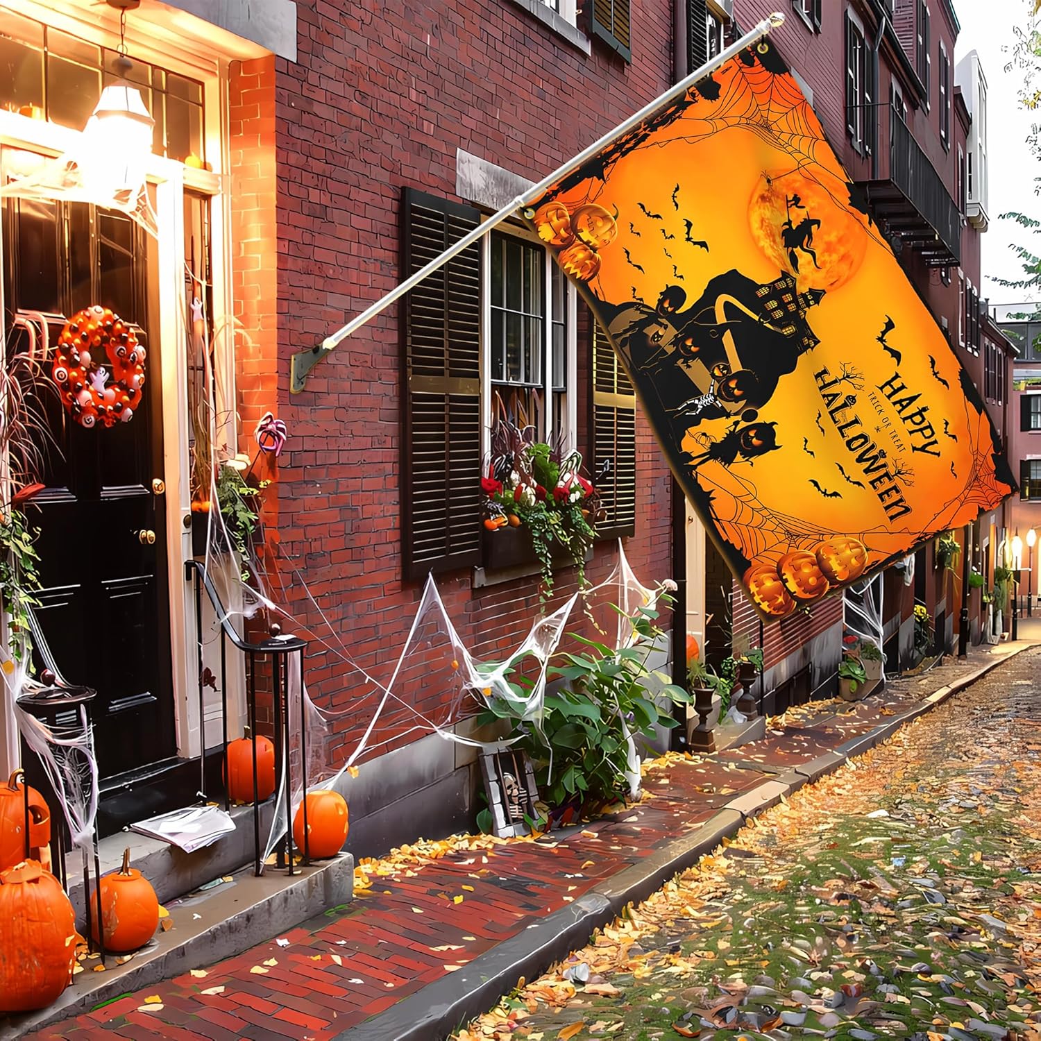 Bandera de Halloween de 3 x 5 pies para exteriores, grande de doble cara, banderas americanas de Halloween para casa, interior, jardín, patio,