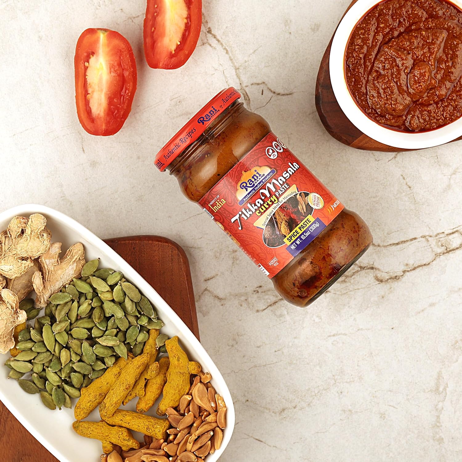 Rani Tikka Masala – Pasta de especias para cocinar, tarro de vidrio de 10.5 onzas (10.58 oz)  Sin colores  Todo natural  Sin OMG  Kosher  Vegano